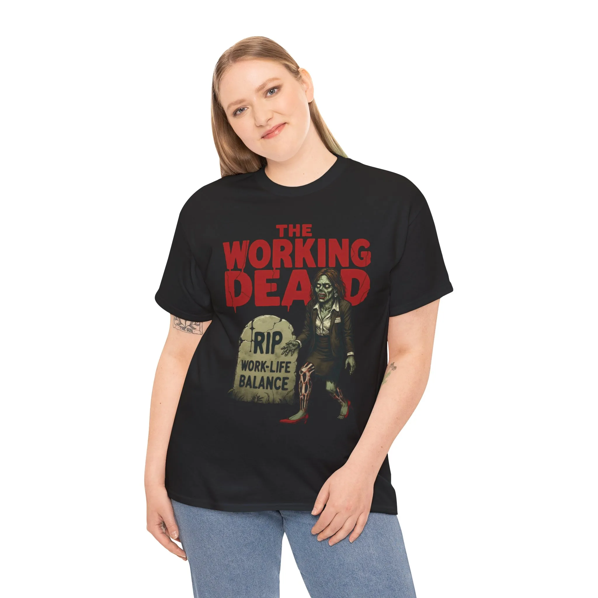 The Working Dead Women's Shirt, Funny Work Life Balance Zombie Tee, RIP Work Shirt, Halloween Office Humor, Overworked Shirt - Image 6