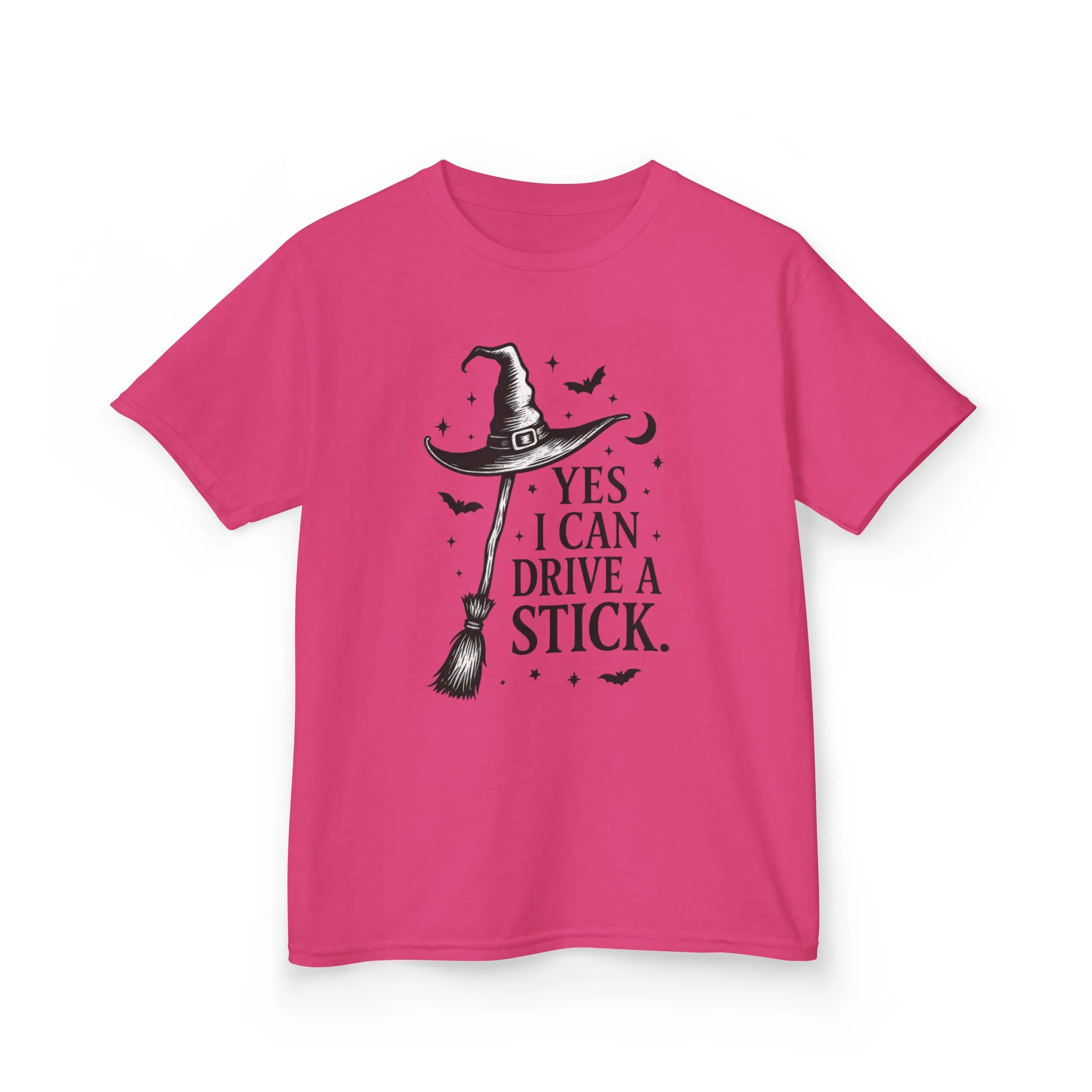 Yes I Can Drive a Stick Girls Witch T-Shirt, Cute Halloween Shirt for Kids, Girls Halloween Tee - Image 2