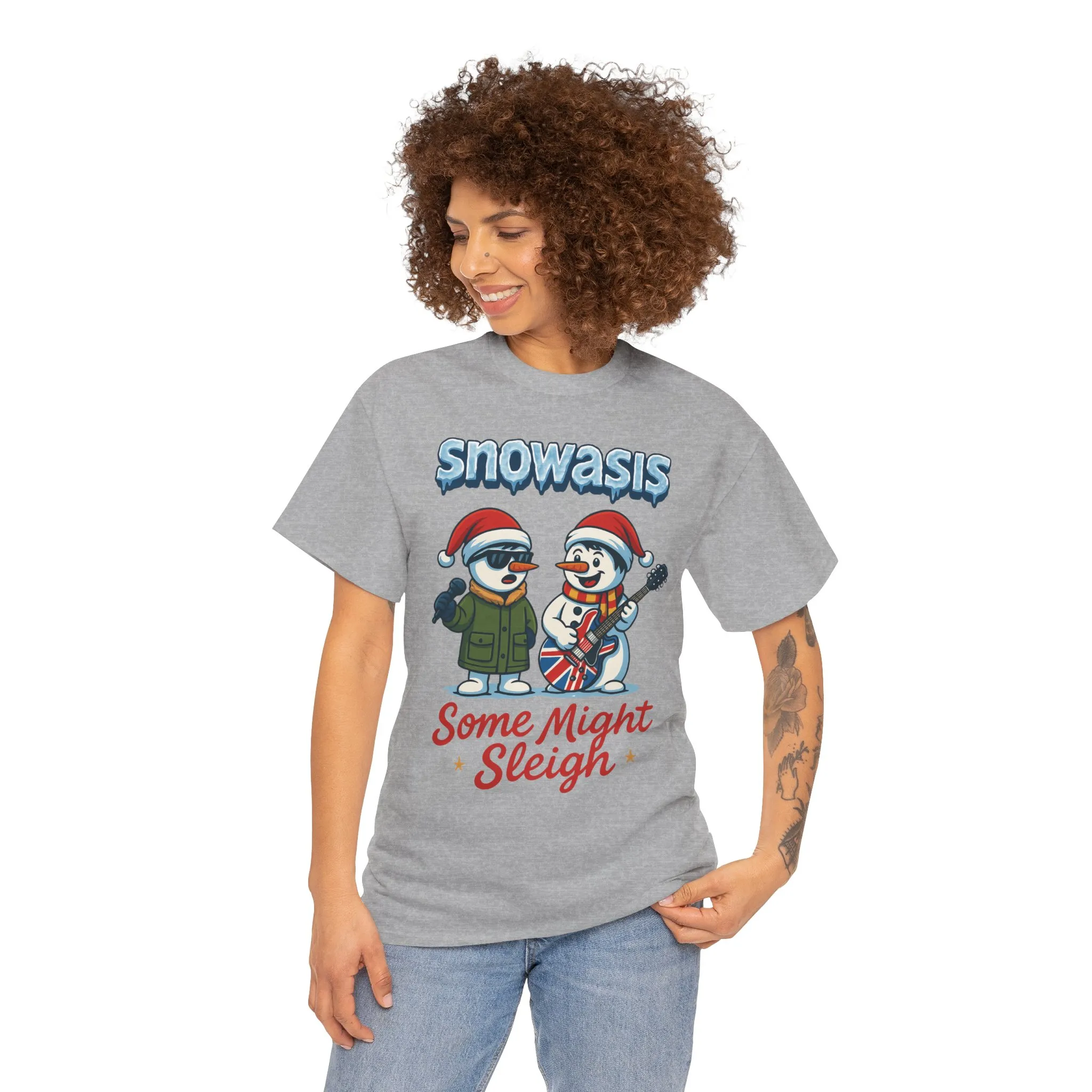 Funny Snowasis Women's Christmas T-Shirt, Retro Music Holiday Tee - Image 3