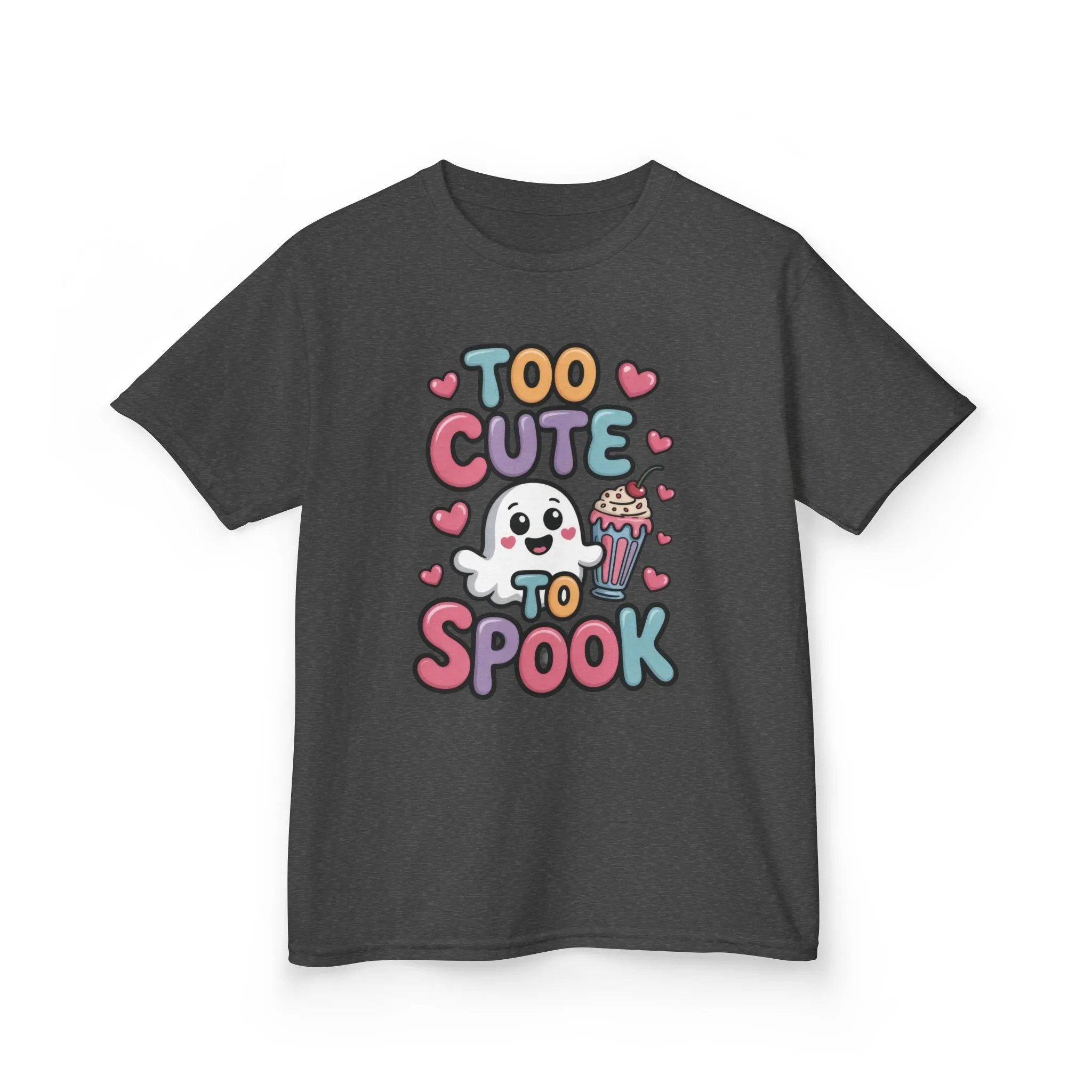 Kids Too Cute To Spook T-Shirt, Cute Ghost Milkshake Shirt, Kawaii Halloween Tee for Boys & Girls - Image 7