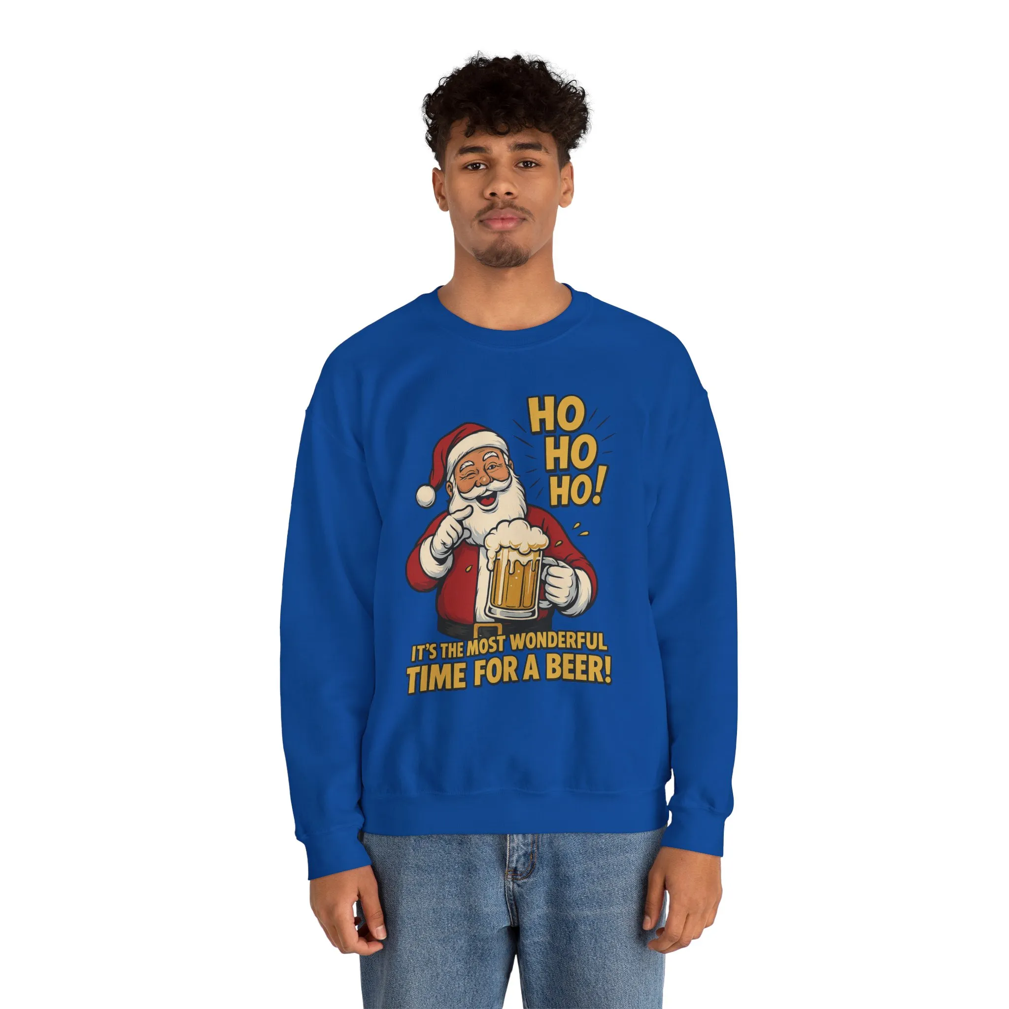 Funny Santa Beer Christmas Sweatshirt, Men's Holiday Pullover, Men's Heavy Blend™ Crewneck Sweatshirt - Image 3