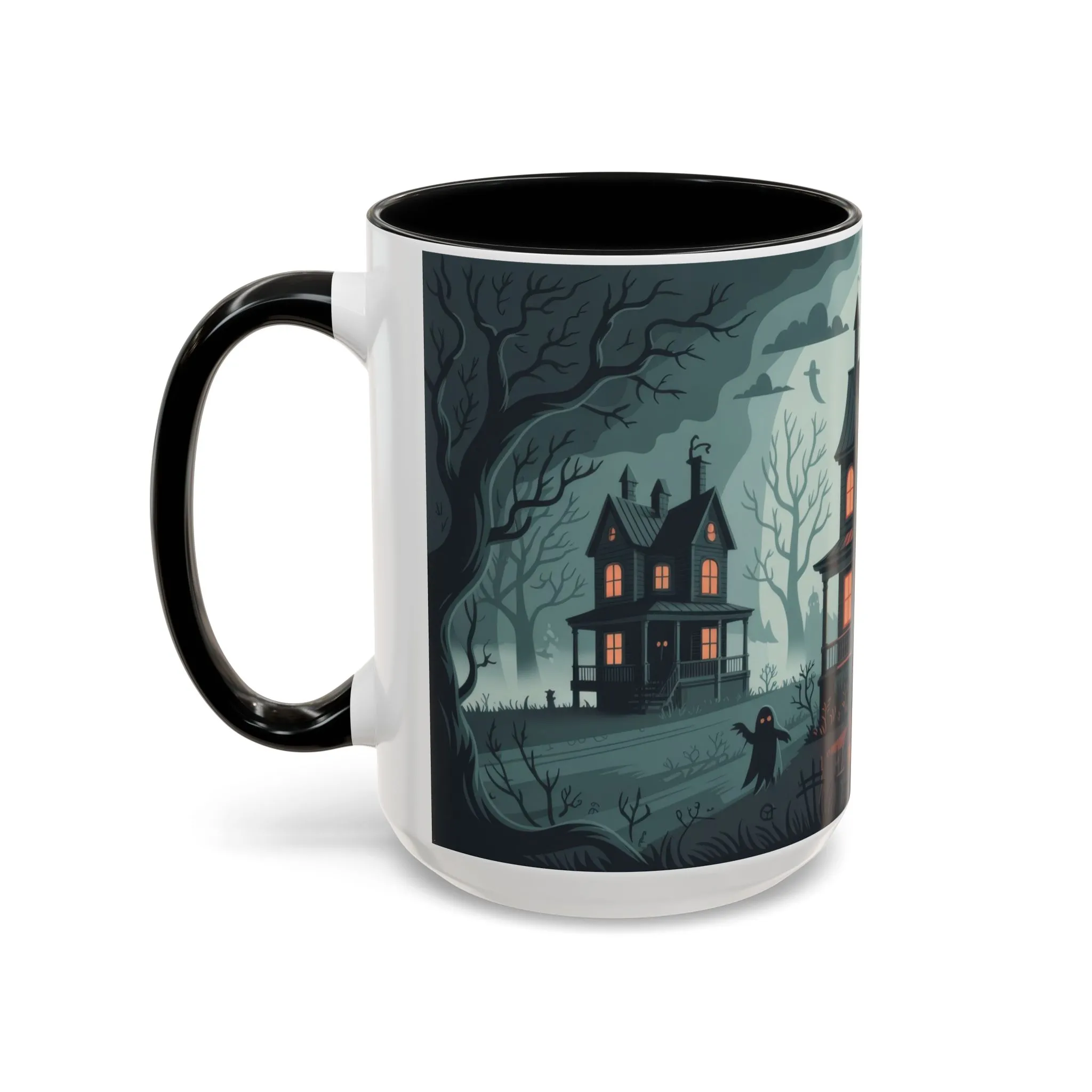 Haunted Mansion Mug, Ghostly Gothic Forest Coffee Cup, Spooky Haunted House Halloween Gift for Horror Lovers, Accent Coffee Mug (11, 15oz) - Image 8