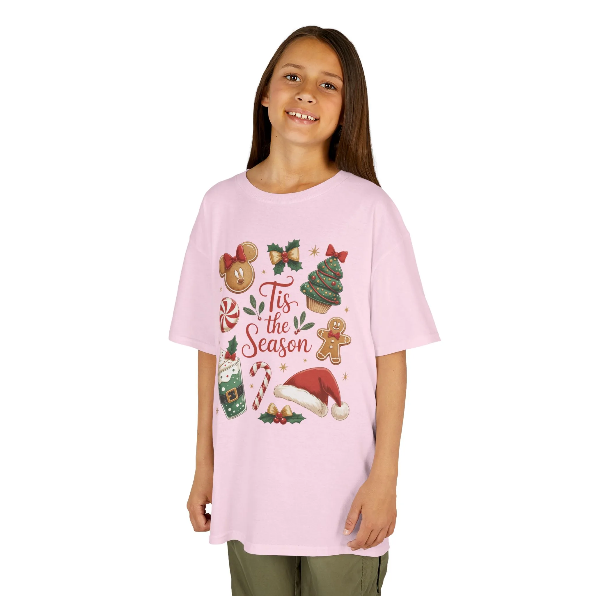 Tis the Season Christmas Shirt for Girls, Cute Holiday Cookie Tee, Kids Heavy Cotton™ Tee - Image 16