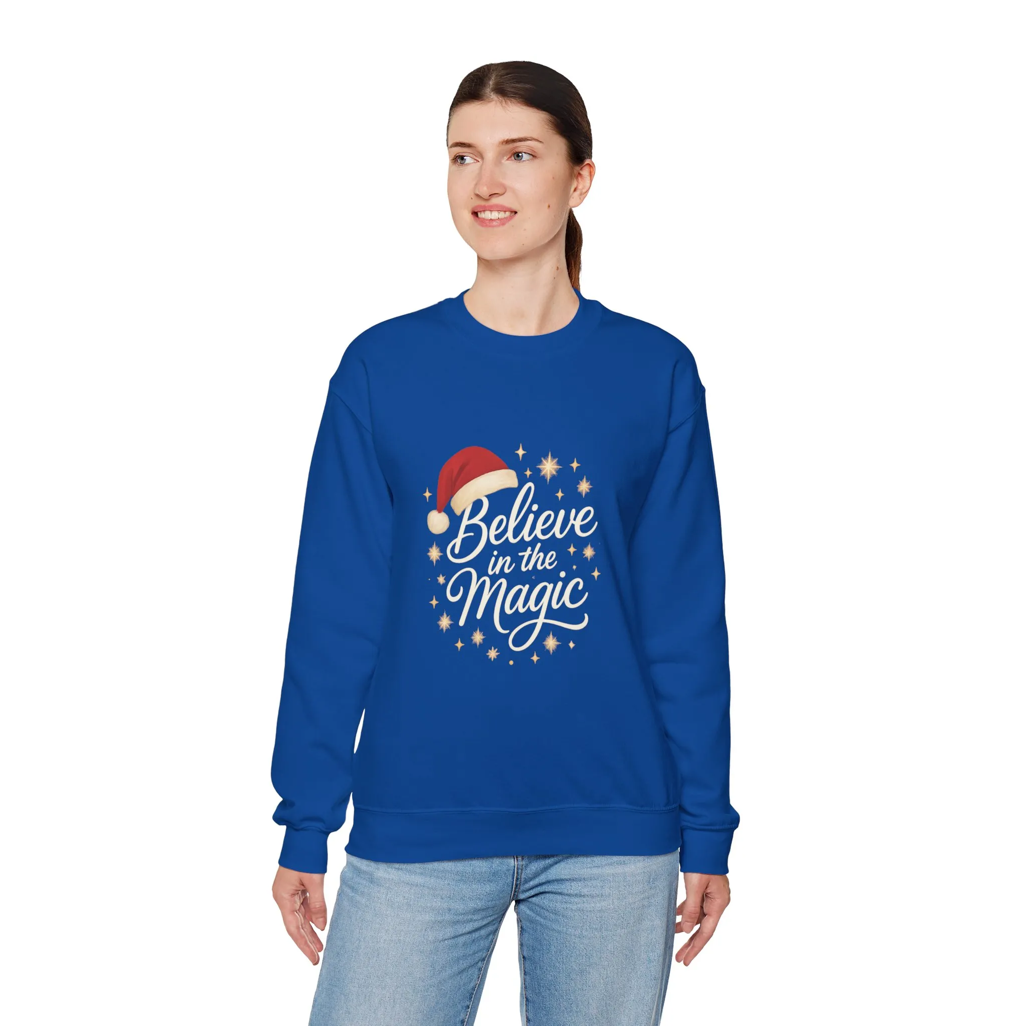 Believe in the Magic Women's Christmas Shirt, Santa Hat Holiday Cozy Sweatshirt, Women's Heavy Blend™ Crewneck Sweatshirt - Image 18