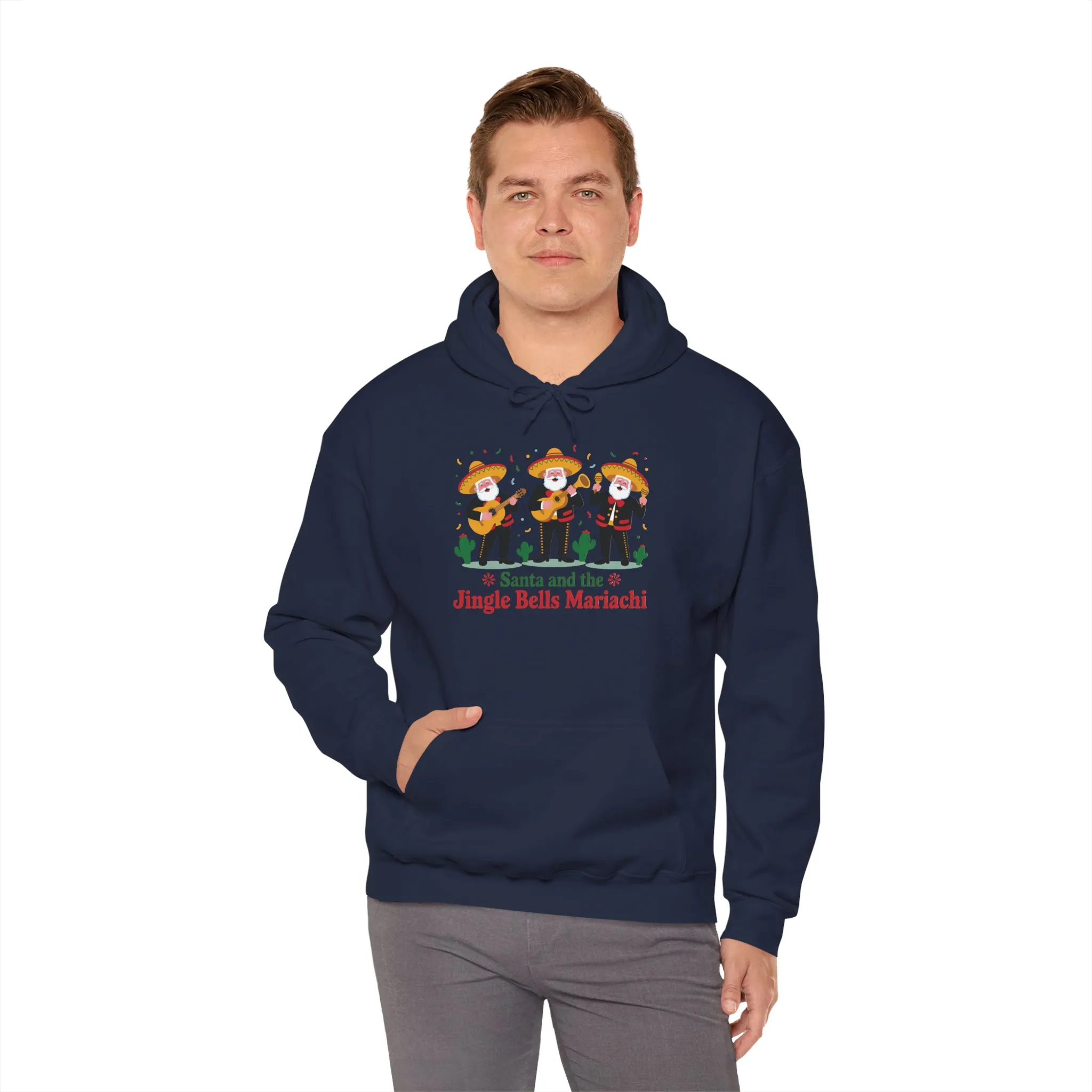 Santa and the Jingle Bells Mariachi Hoodie, Funny Mexican Santa Christmas Hoodie, Latin Fiesta Holiday Sweatshirt - Image 28