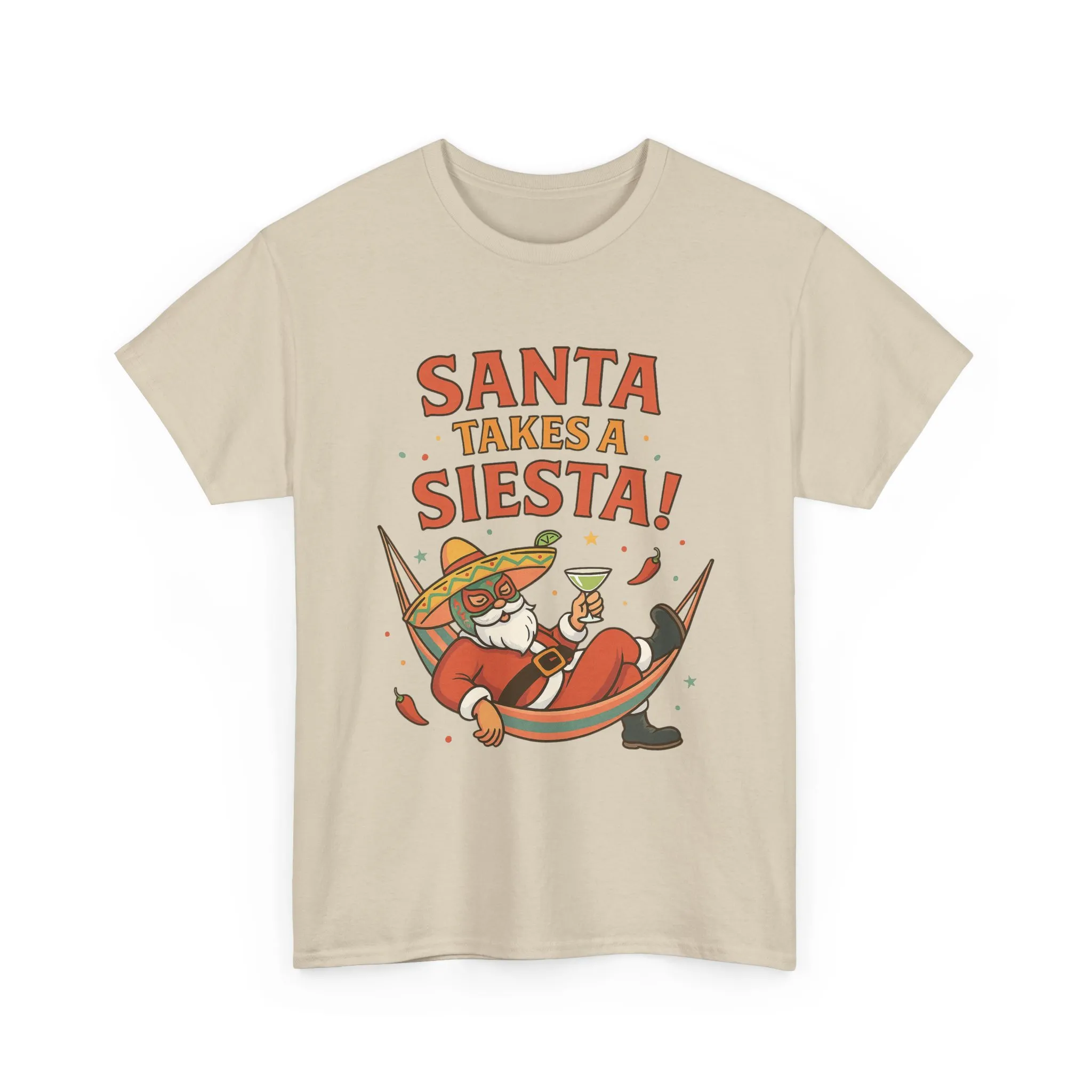Santa Takes a Siesta Funny Christmas T-Shirt for Men, Mexican Santa Holiday Tee - Image 7
