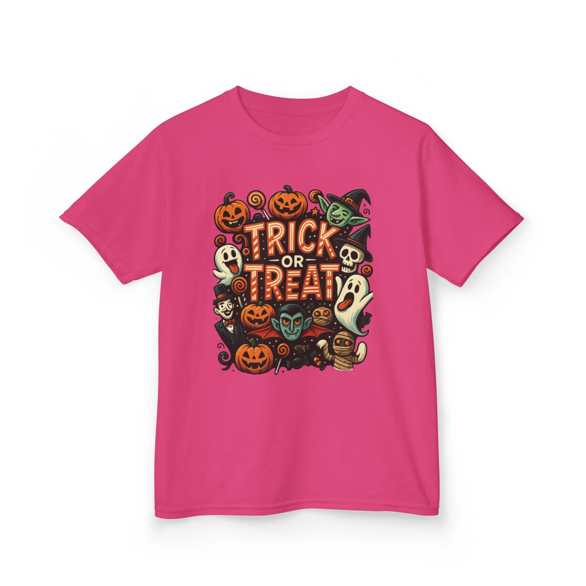 Kids Trick or Treat T-Shirt, Halloween Graphic Tee with Pumpkins, Ghosts & Vampires, Fun Spooky Shirt for Children - Image 25