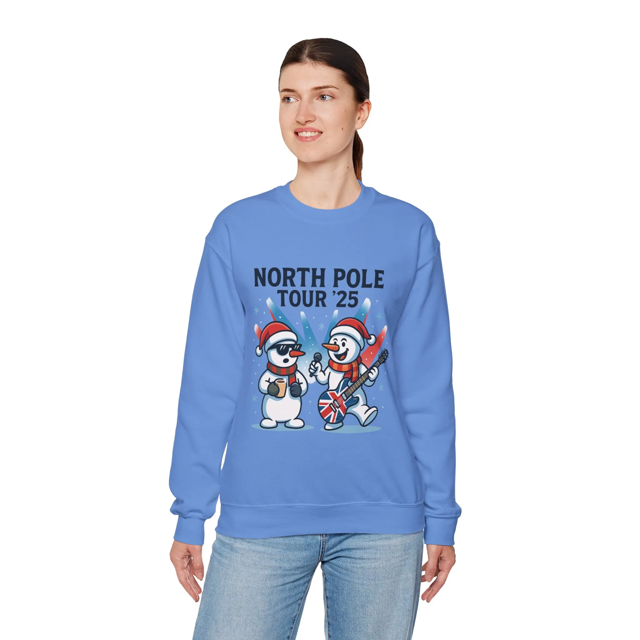 North Pole Tour 25 Women's Christmas Sweatshirt, Funny Rock Holiday Jumper - Image 9