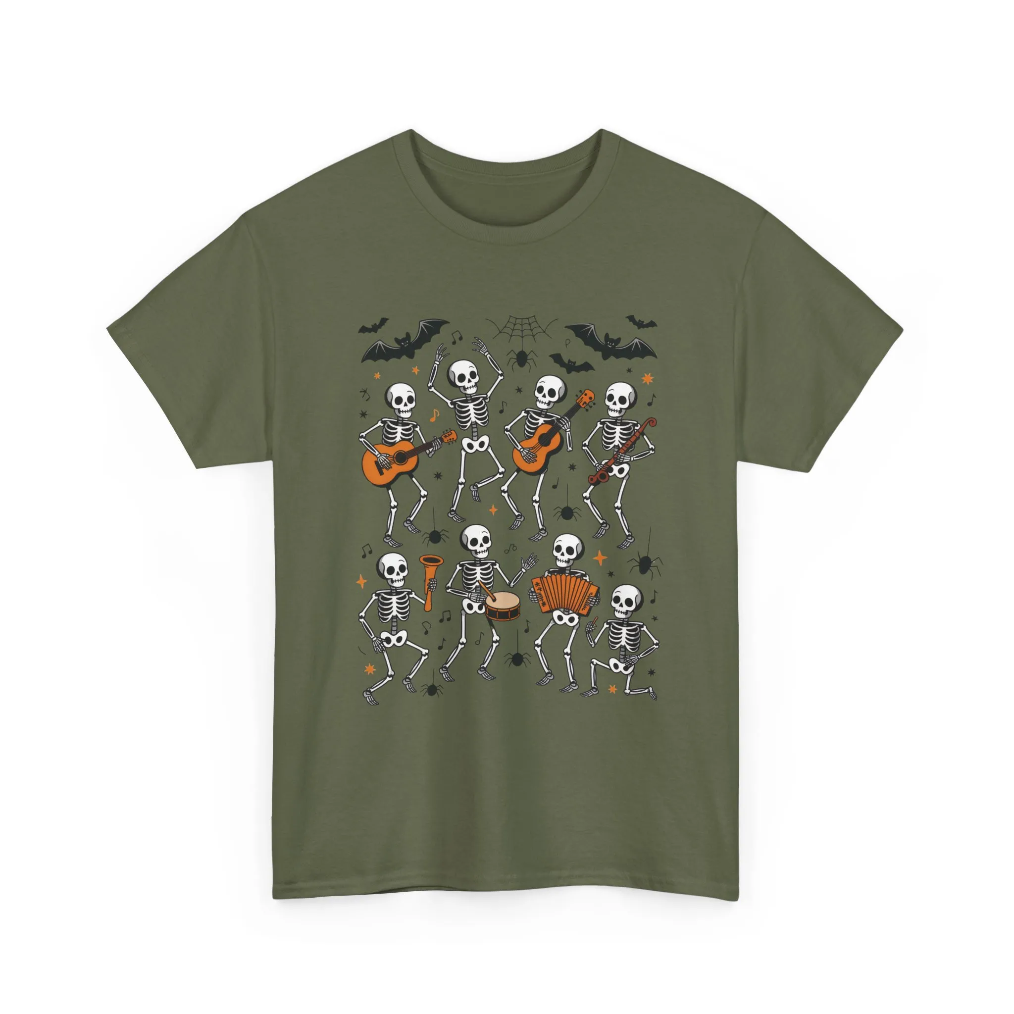 Dancing Skeleton Band Halloween T-Shirt for Men, Funny Spooky Music Tee, Rock and Roll Skeleton Shirt, Cool Halloween Party Outfit - Image 13
