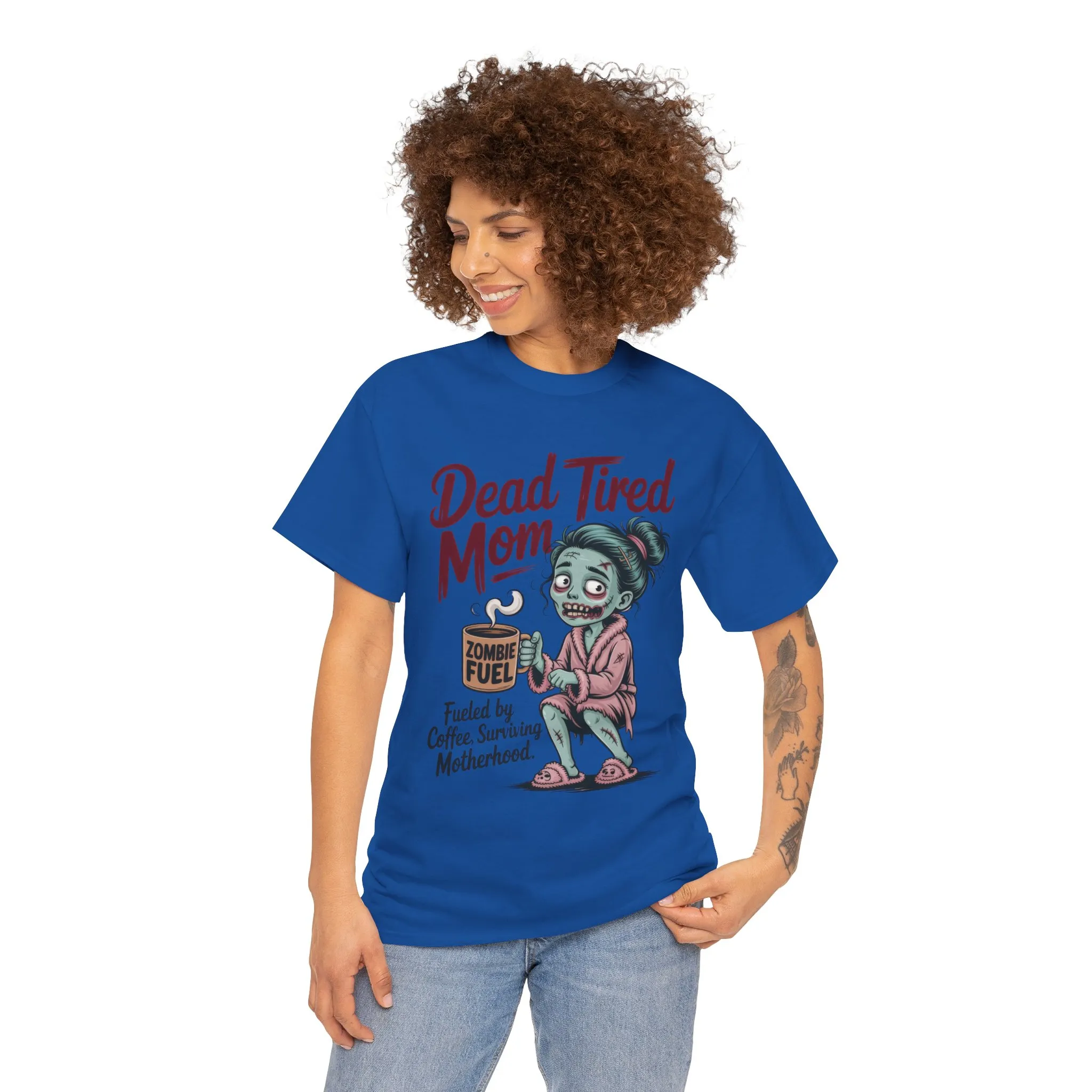Dead Tired Mom Shirt, Funny Zombie Coffee Women's Tee, Motherhood Survival Tee, Tired Mom Gift, Zombie Mom Shirt - Image 14