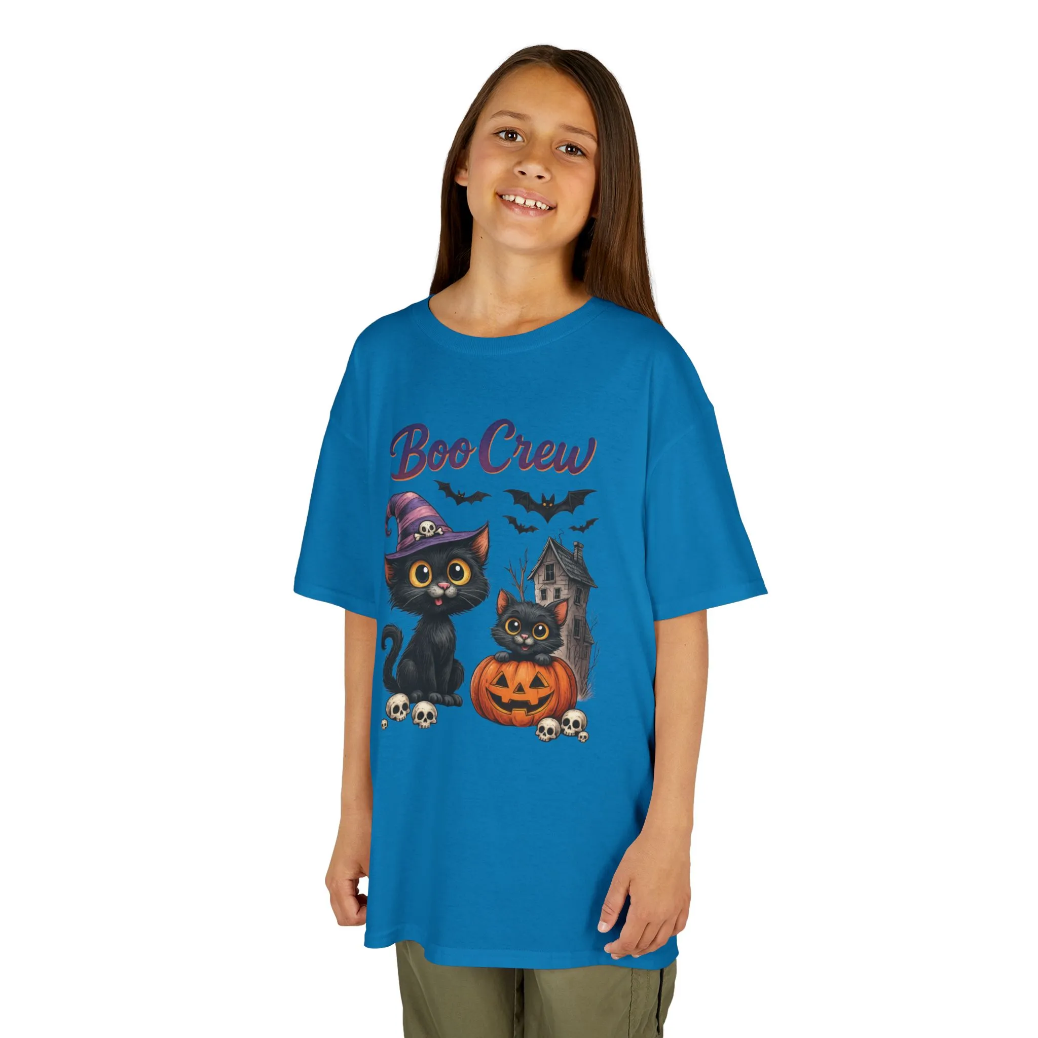 Boo Crew Kids Halloween T-Shirt, Cute Black Cats Pumpkin Design, Fun Spooky Shirt for Girls Boys - Image 11
