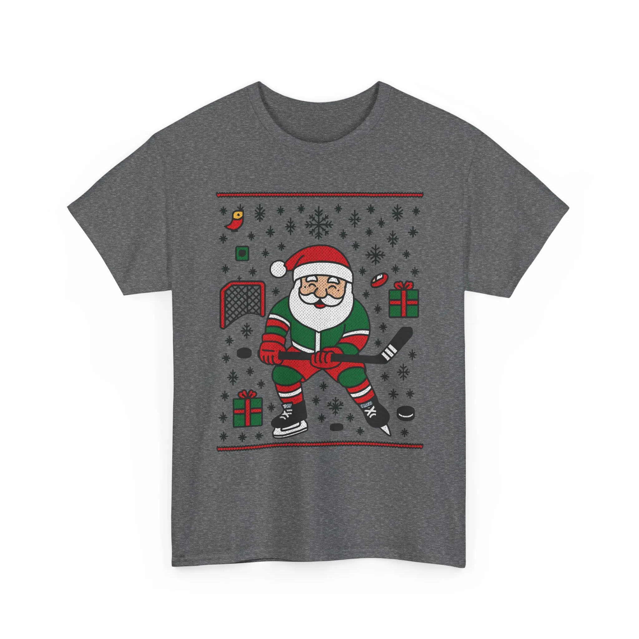 Hockey Santa Men's Christmas T-Shirt, Funny Sports Holiday Tee - Image 13