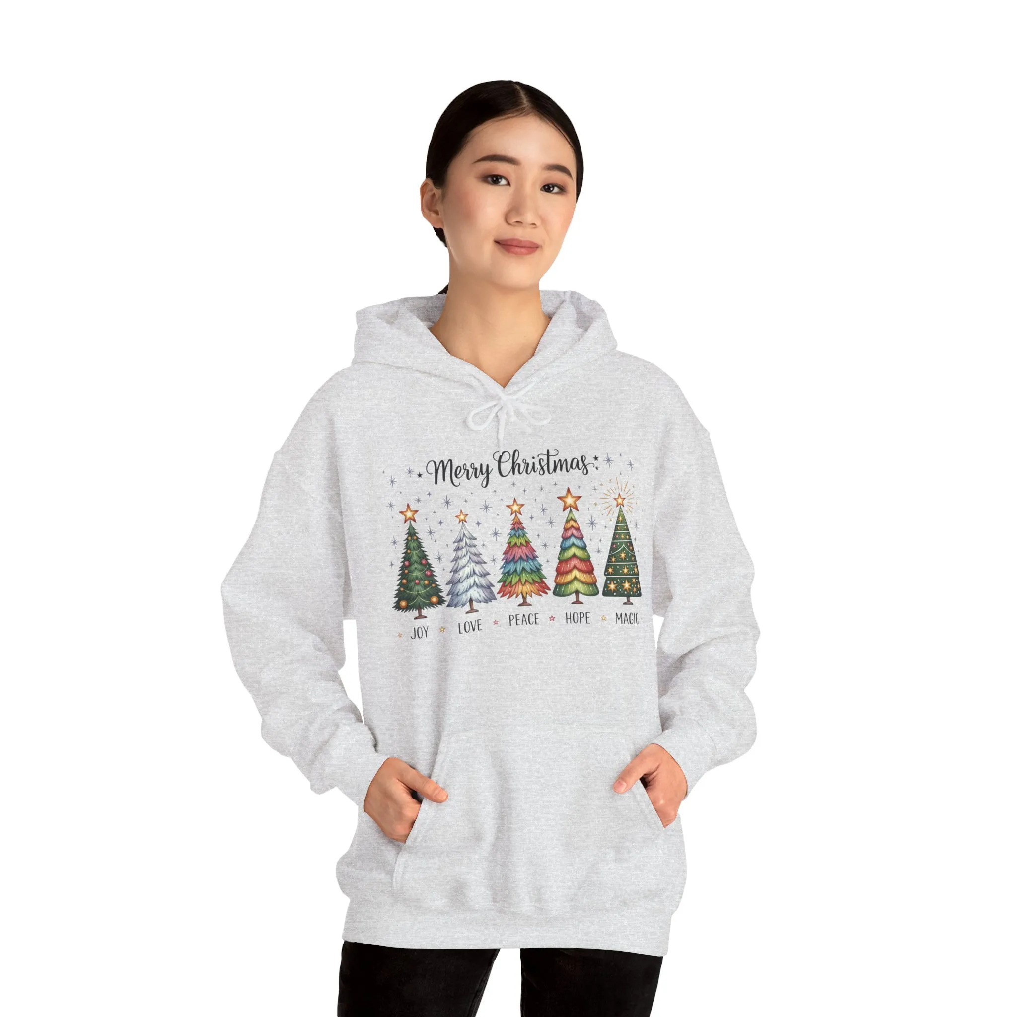 Merry Christmas Women's Hoodie, Joy Love Peace Hope Magic Holiday Hoodie, Women's Heavy Blend™ Hooded Sweatshirt - Image 7