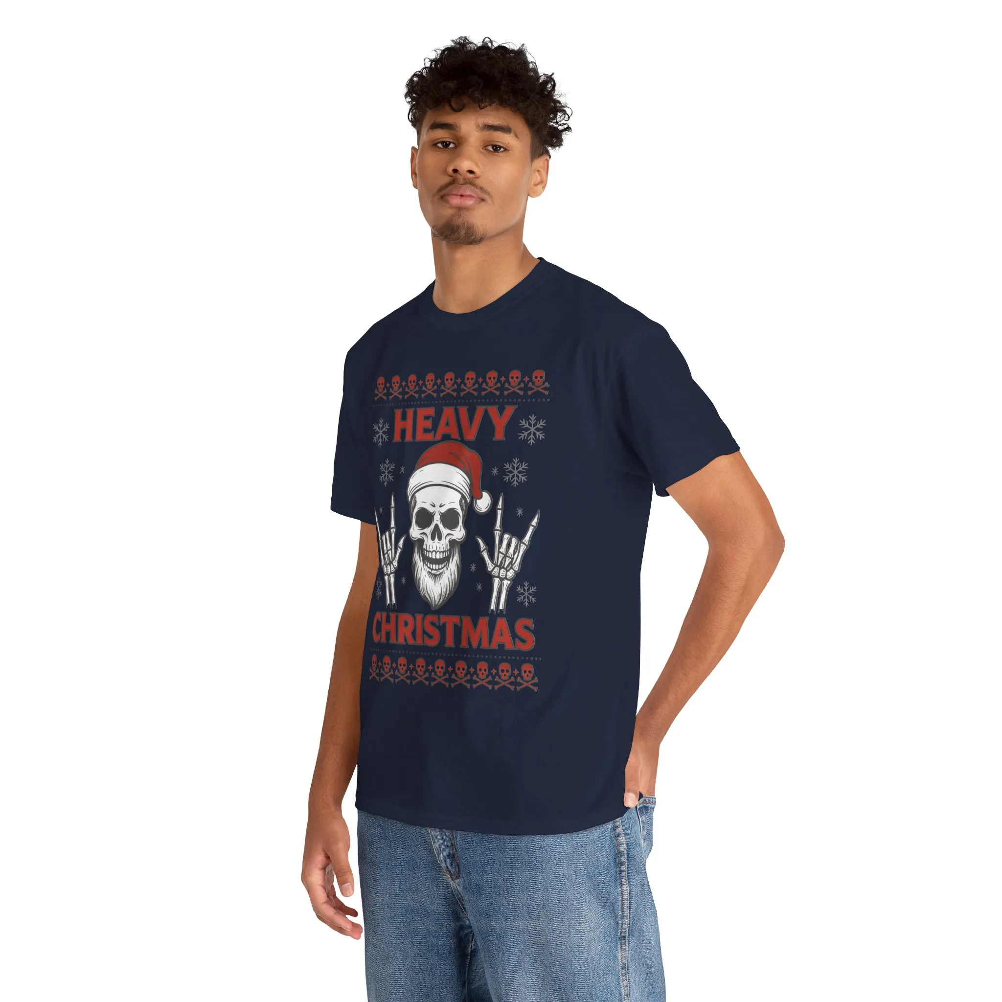 Heavy Christmas Men's T-Shirt, Metal Santa Skull Holiday Pullover for Men - Image 21
