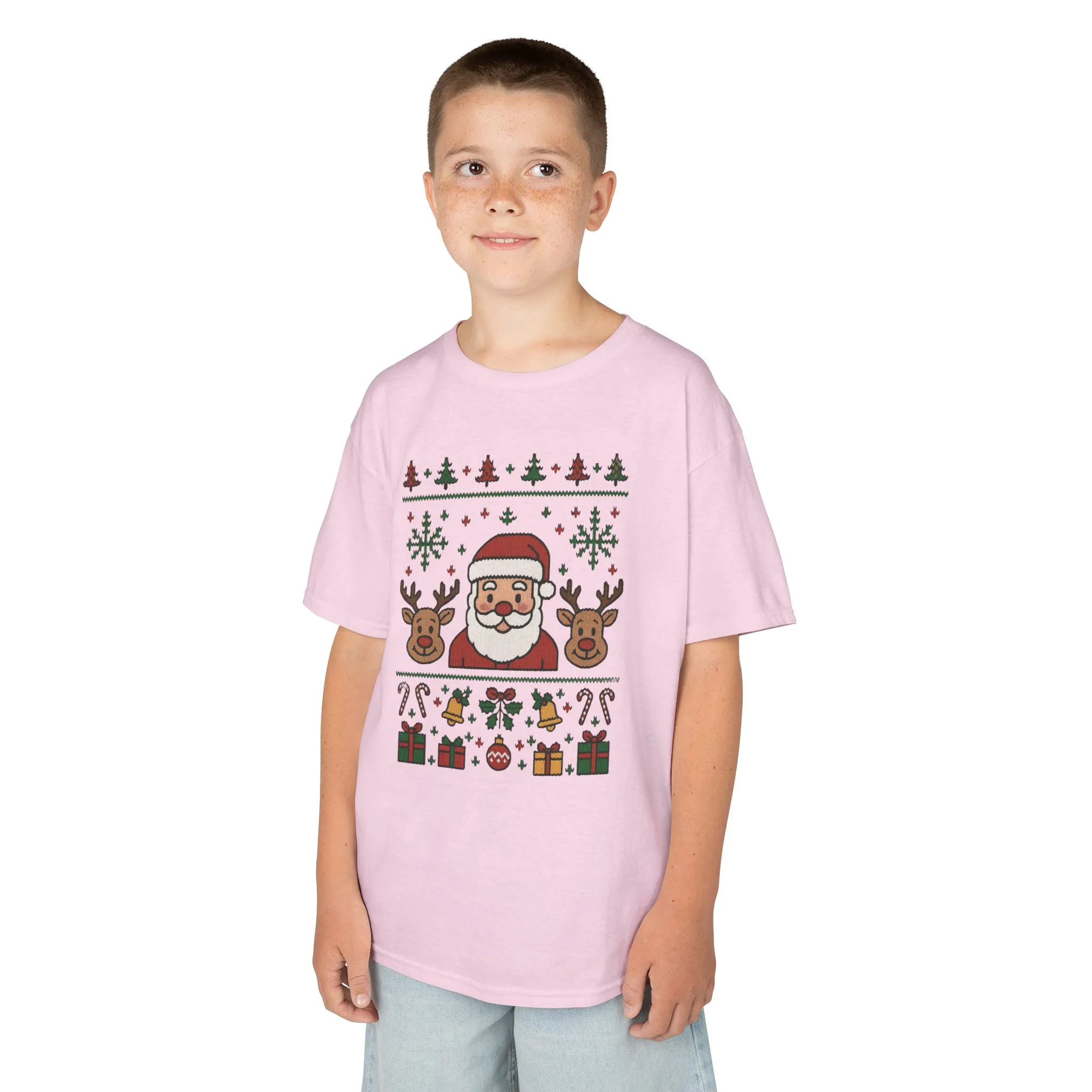 Santa - Reindeer Christmas Shirt for Kids, Cute Holiday Tee, Kids Heavy Cotton™ Tee - Image 24