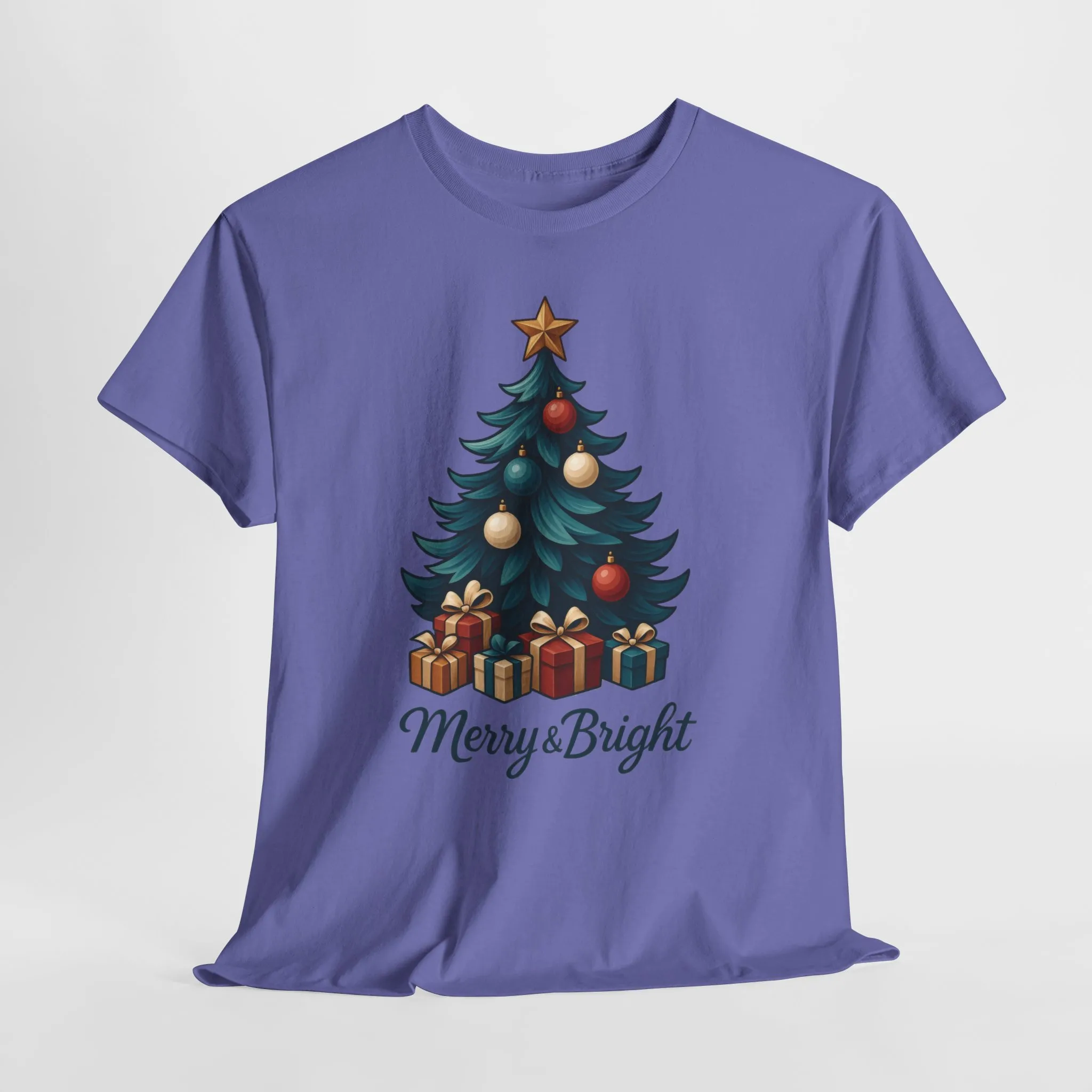 Merry & Bright Christmas T-Shirt, Holiday Tree Gift Tee for Women - Image 17
