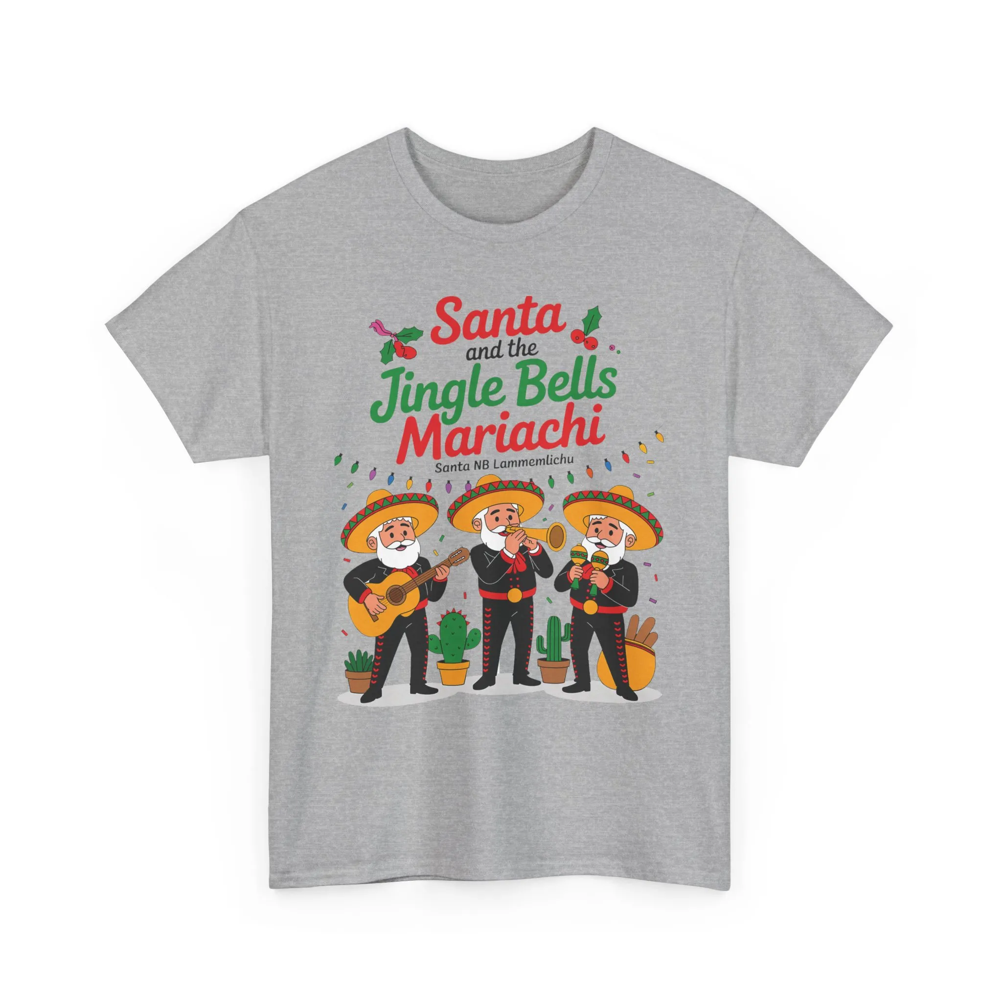 Santa and the Jingle Bells Mariachi, Funny Mexican Christmas T-Shirt, Latin Fiesta Holiday Tee, Navidad Humor Shirt - Image 10