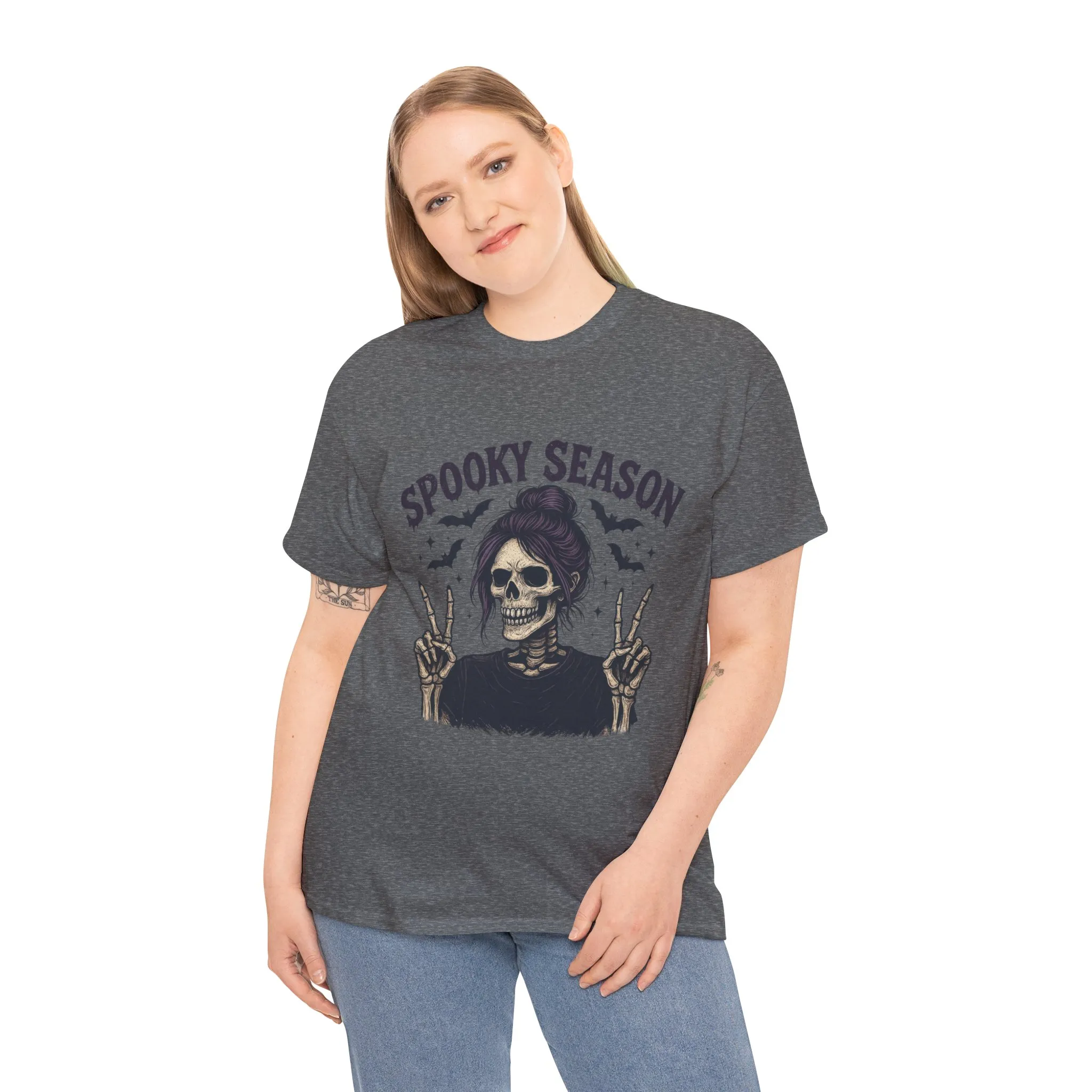 Spooky Season Women's T-Shirt, Funny Skeleton Girl Halloween Graphic Tee, Gothic Fall Shirt - Image 12