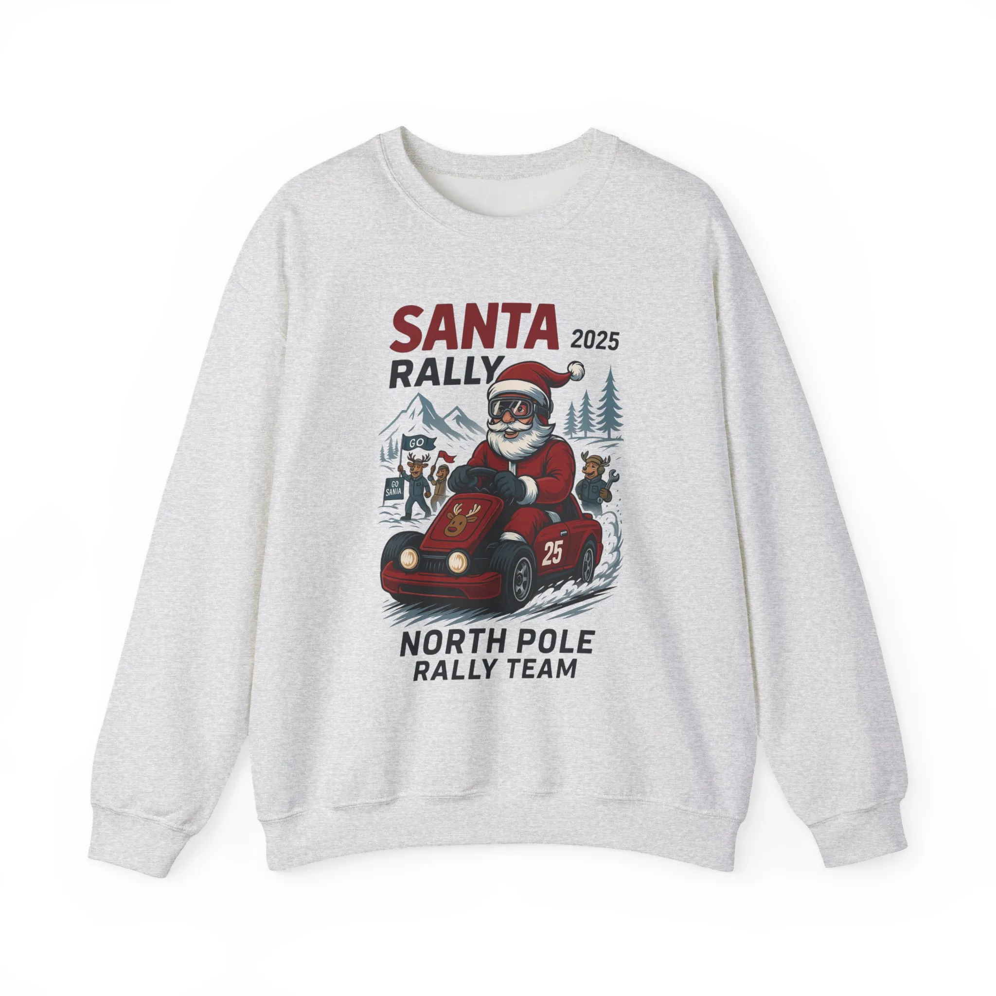 Santa Rally 2025 Christmas Men's Sweatshirt, Funny Santa Racing Sweatshirt for Men, North Pole Rally Team Holiday Jumper - Image 2