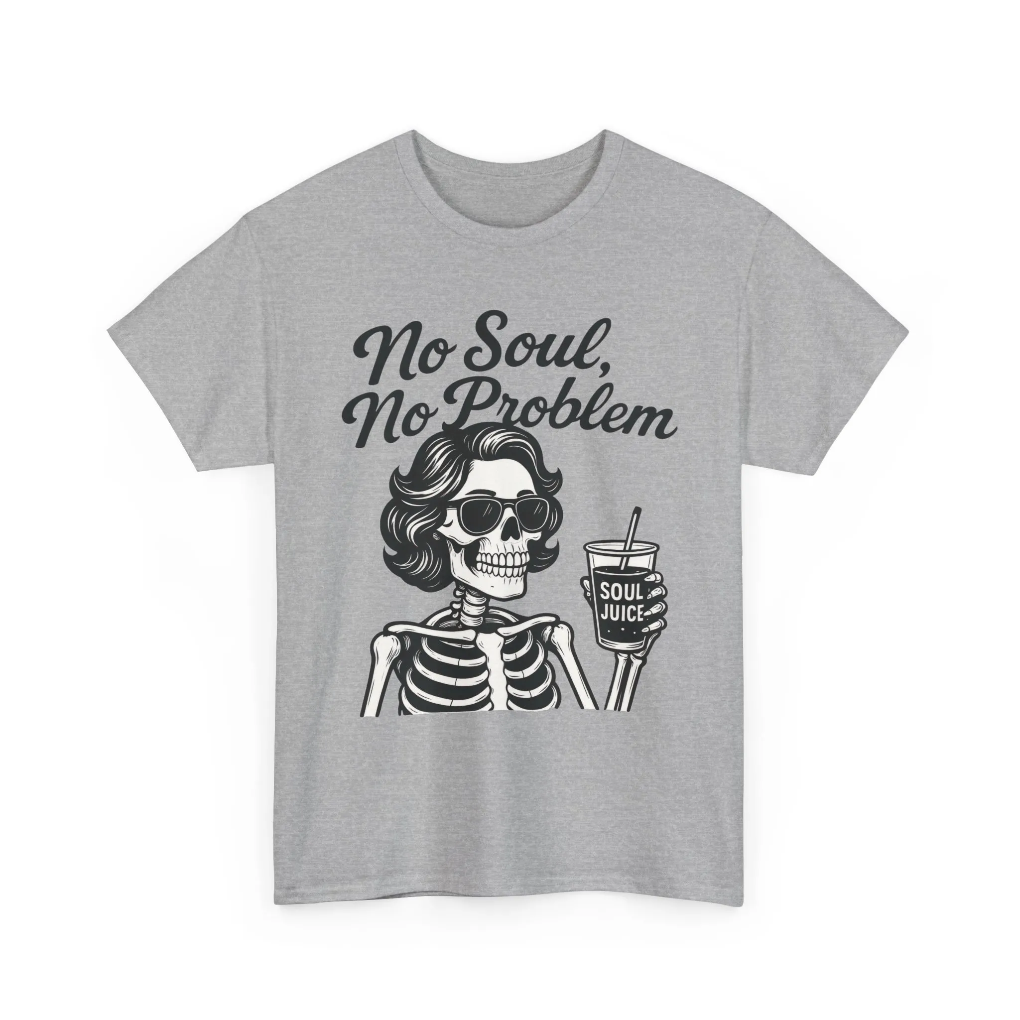 No Soul No Problem Skeleton T-Shirt for Women, Funny Gothic Skull Tee, Dark Humor Halloween Shirt, Spooky Retro Skeleton Top - Image 7