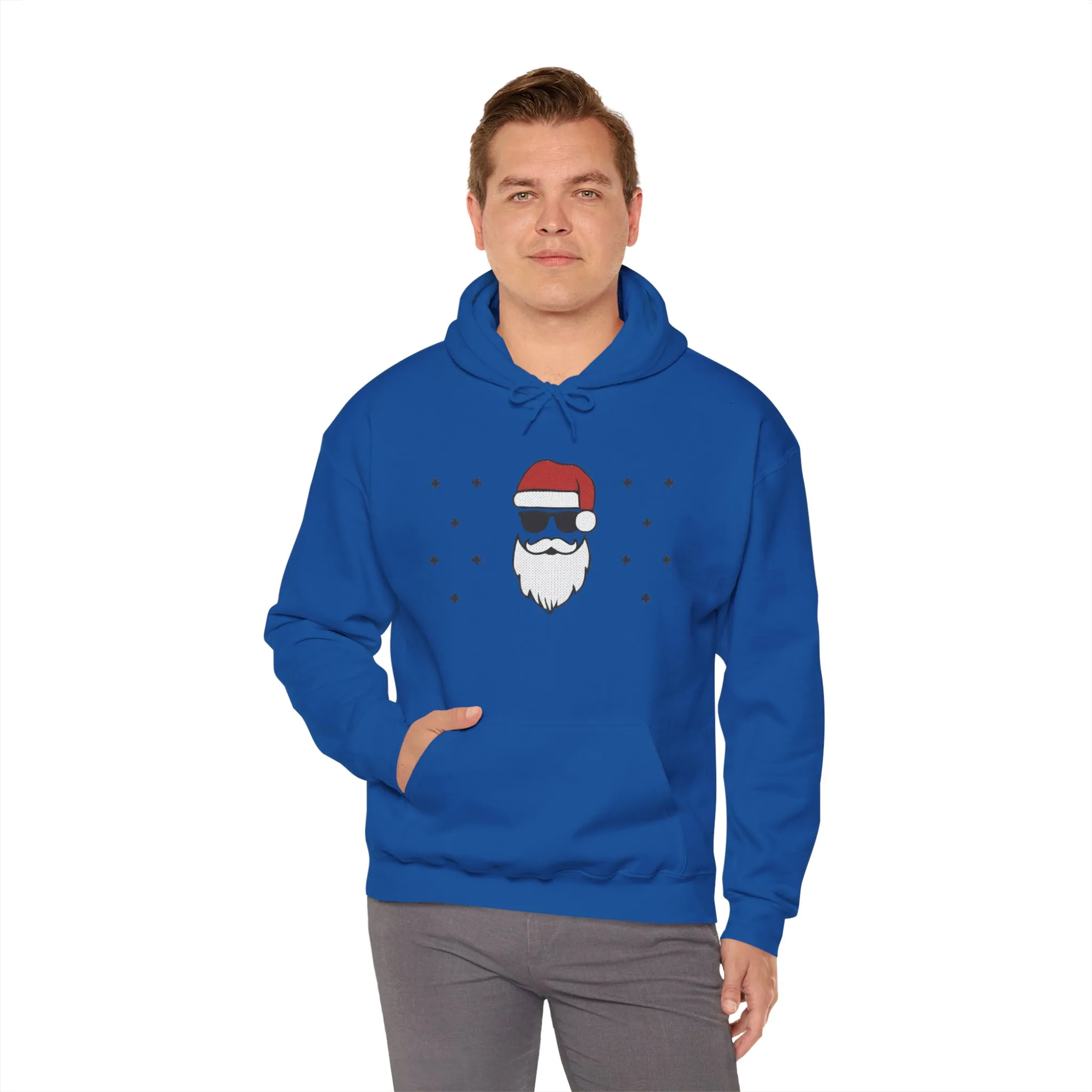Cool Santa Men’s Hoodie, Funny Christmas Sweatshirt, Retro Knit Holiday Style - Image 32