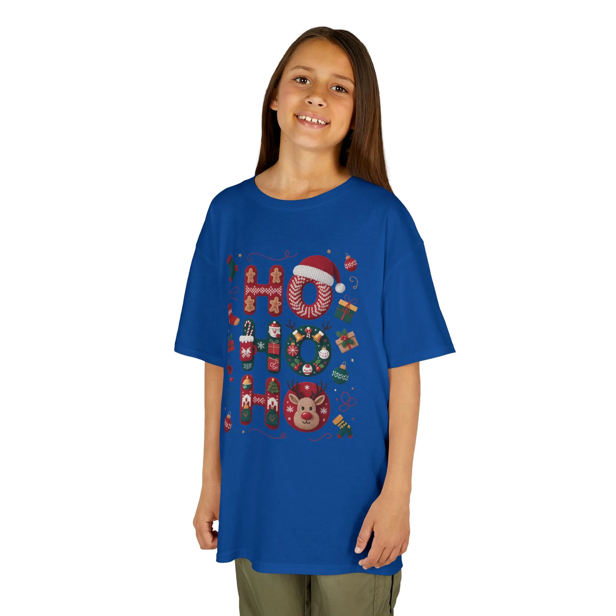 Ho Ho Ho Kids Christmas T-Shirt, Cute Girls Holiday Outfit, Reindeer, Gingerbread - Santa Hat Design, Cozy Winter Top - Image 12