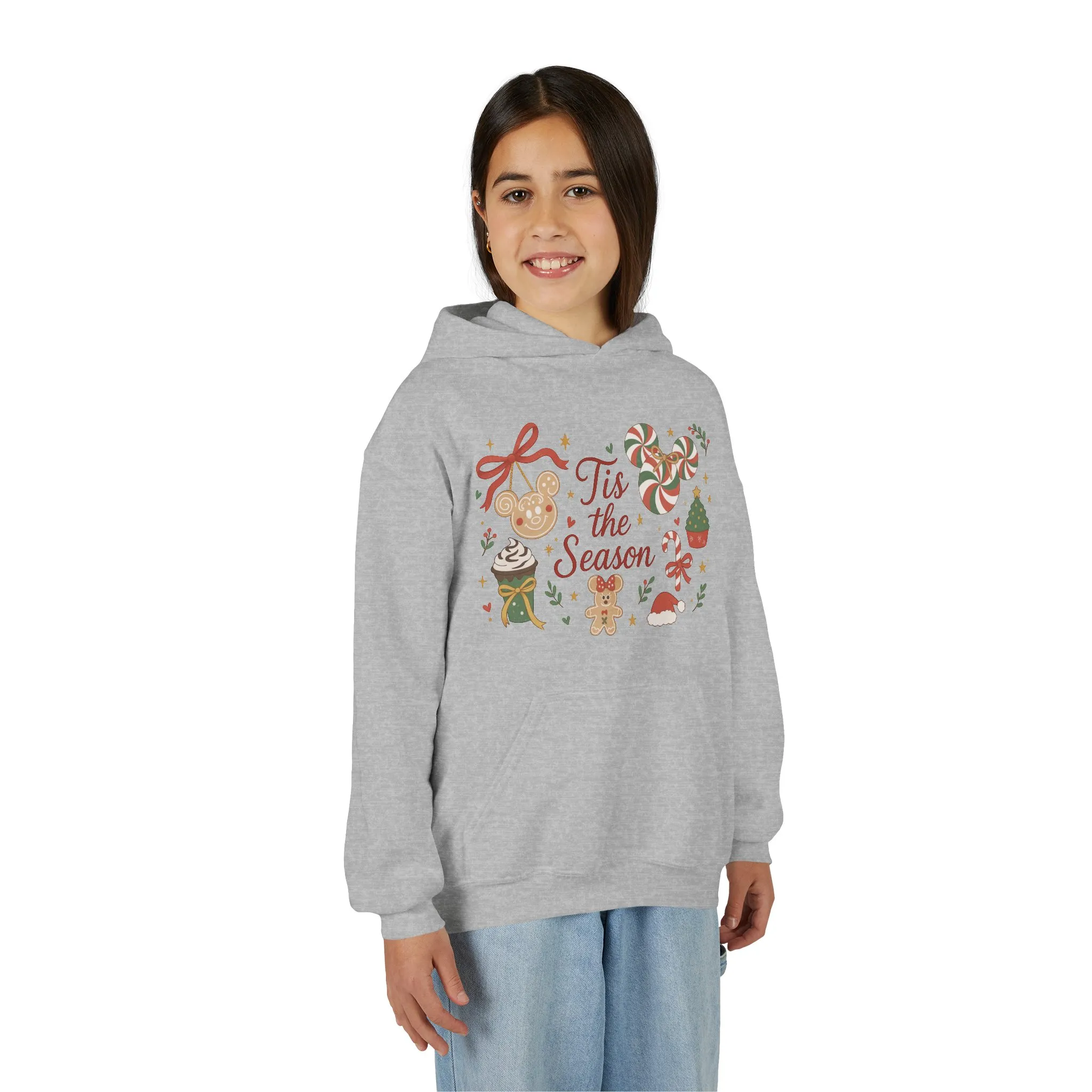 Tis the Season Christmas Sweatshirt for Girls, Cozy Holiday Cookie Jumper, Youth Heavy Blend Hooded Sweatshirt - Image 12