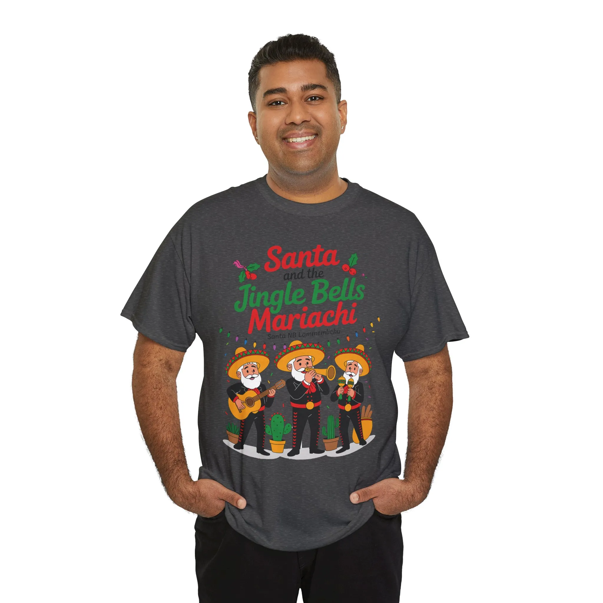 Santa and the Jingle Bells Mariachi, Funny Mexican Christmas T-Shirt, Latin Fiesta Holiday Tee, Navidad Humor Shirt - Image 15