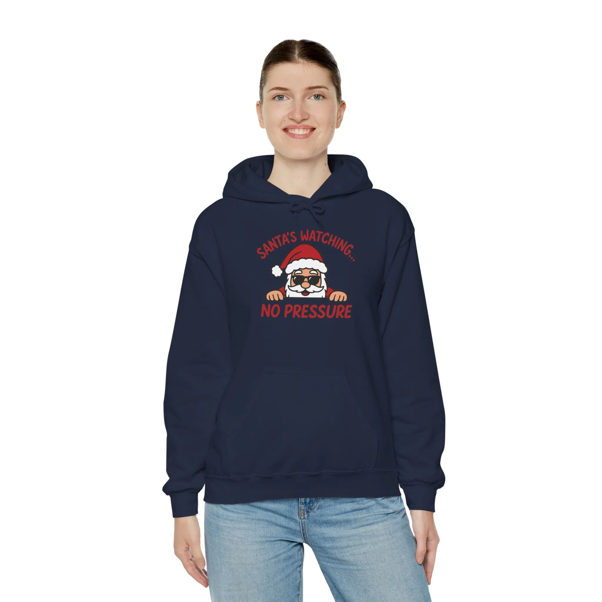 Sant's Watching No Pressure Women's Christmas Hoodie, Funny Holiday Sweatshirt - Image 28
