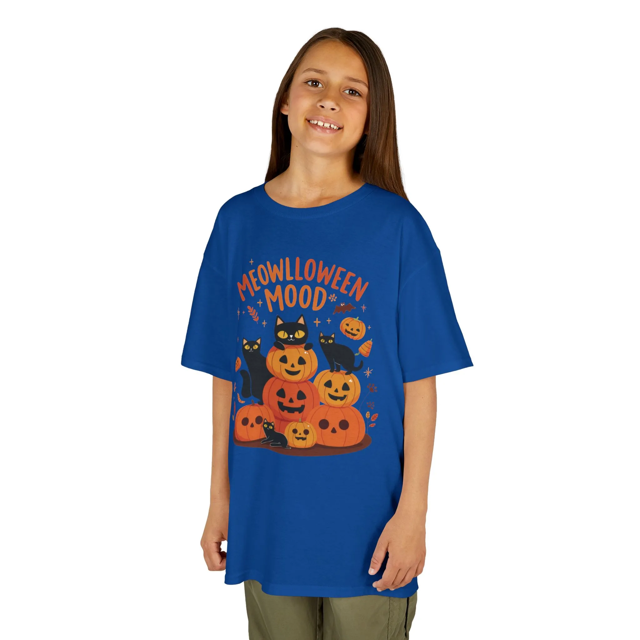 Meowlloween Mood Kids Shirt, Cute Black Cat Halloween T-Shirt for Girls and Boys, Funny Pumpkin Cat Tee, Cozy Fall Cat Lover Gift - Image 20
