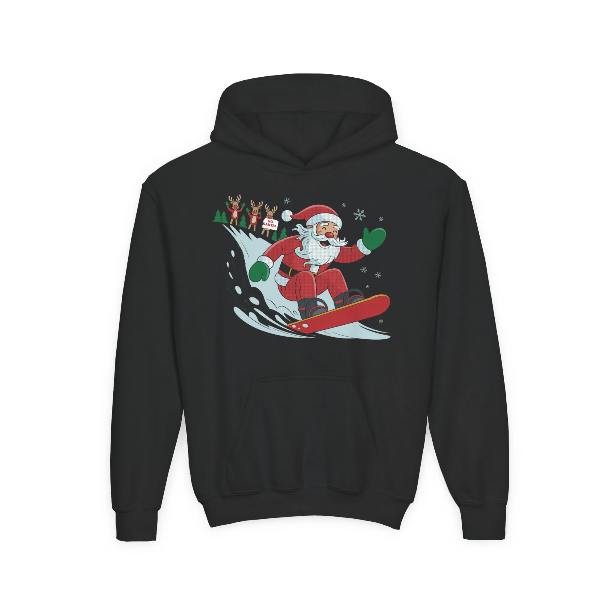 Go Santa Snowboarding Christmas Hoodie, Funny Santa - Reindeer Holiday Hoodie for Kids, Cute Winter Sports Christmas Sweatshirt - Image 5