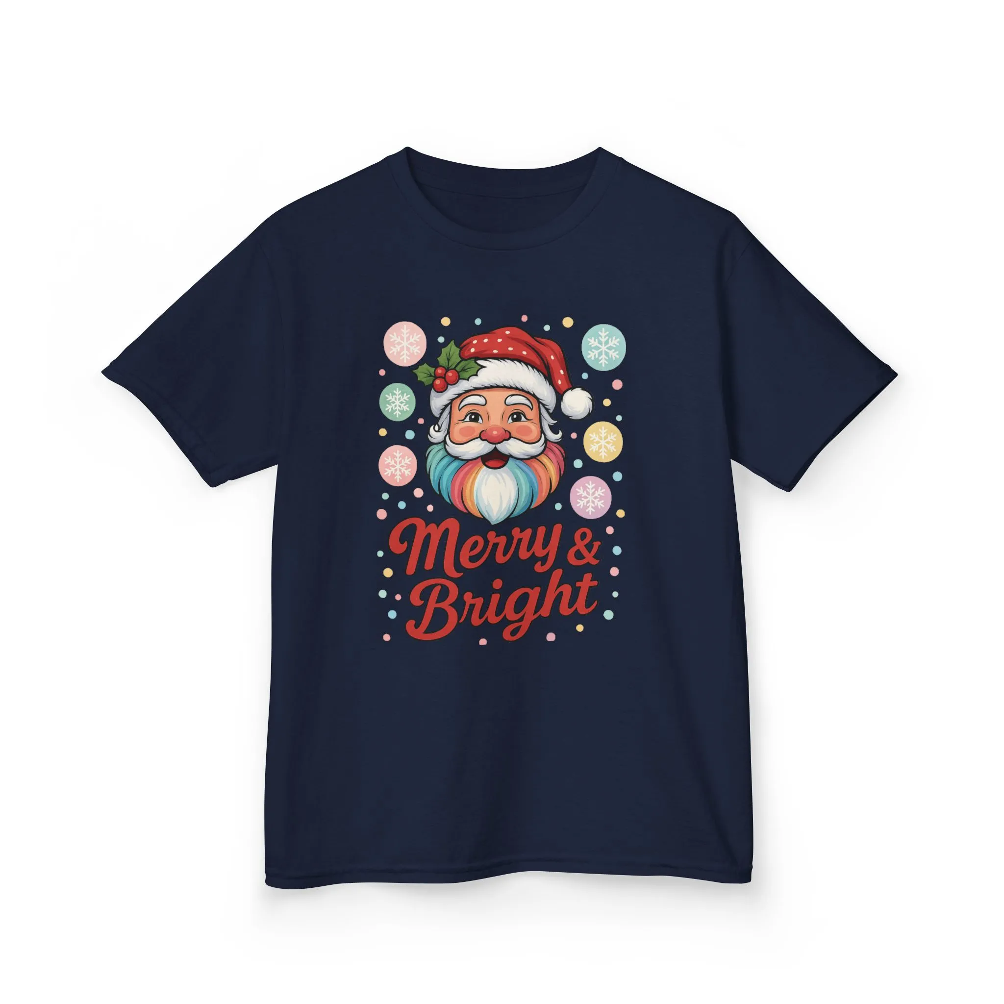 Kids Merry - Bright Santa Christmas T-Shirt, Cute Pastel Holiday Tee, Colorful Santa Shirt for Girls - Image 11