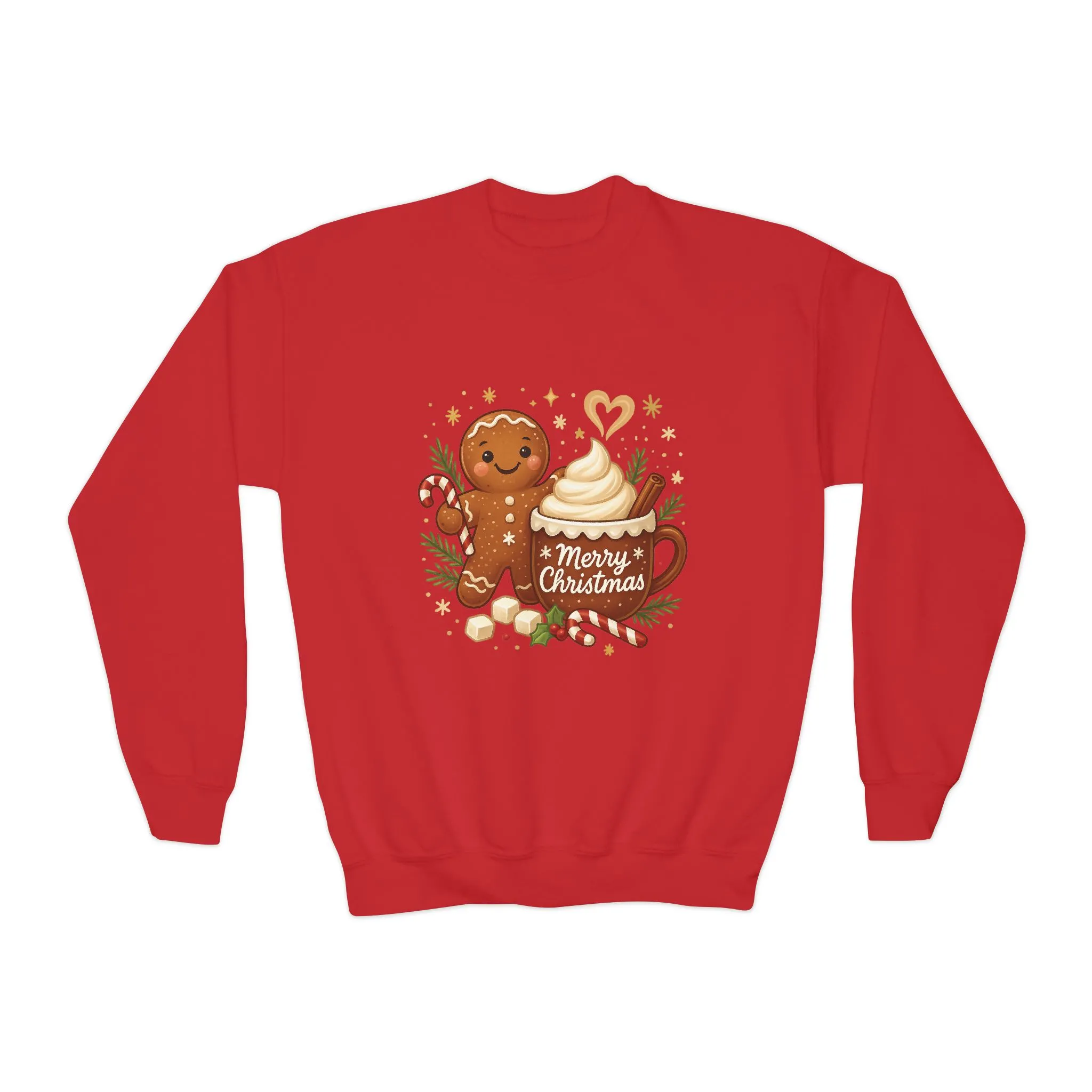 Gingerbread - Hot Cocoa Christmas Sweatshirt for Girls, Cozy Holiday Jumper, Youth Crewneck Sweatshirt - Image 2