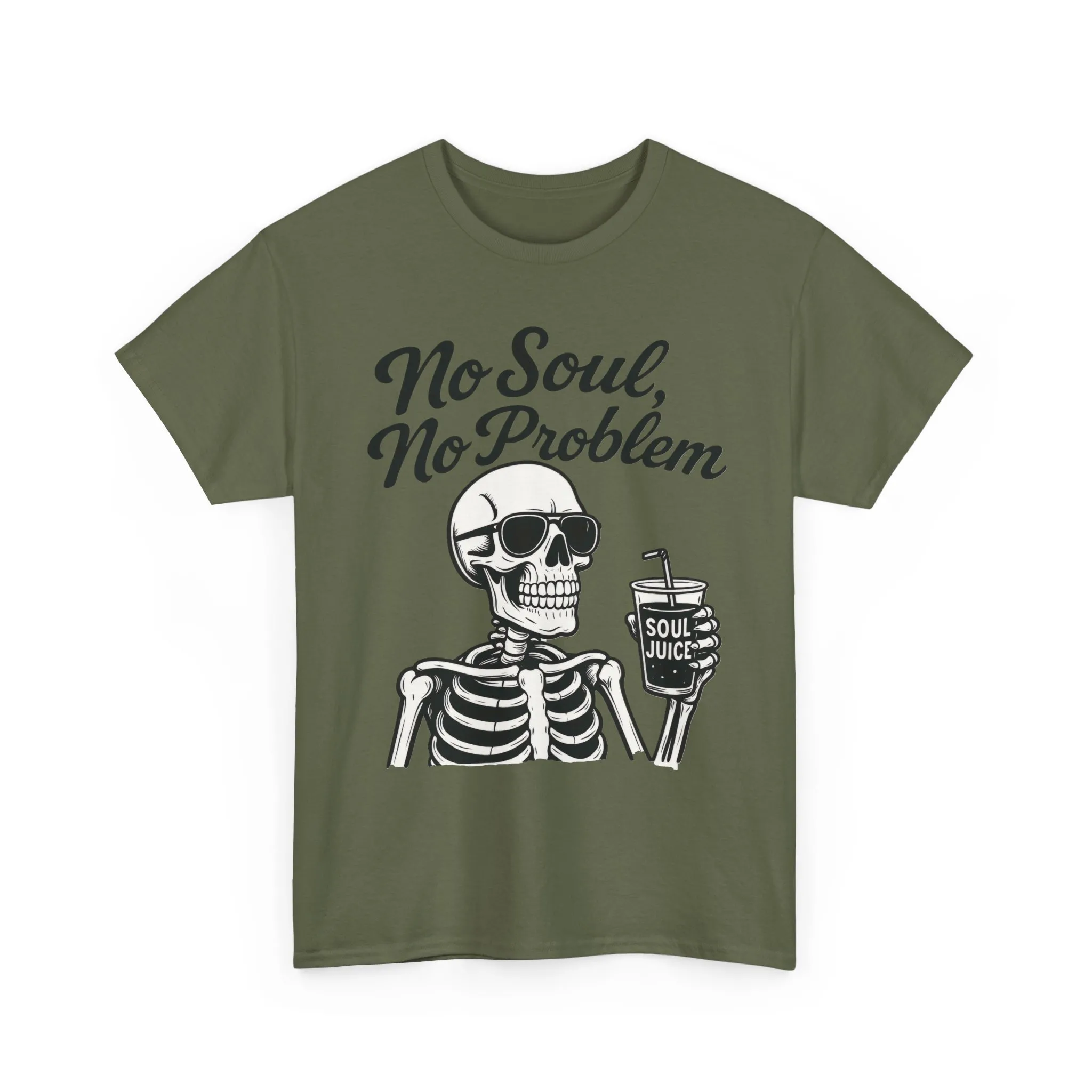 No Soul No Problem Skeleton T-Shirt for Men, Funny Gothic Skull Tee, Cool Spooky Halloween Shirt, Dark Humor Skeleton Graphic Top - Image 2