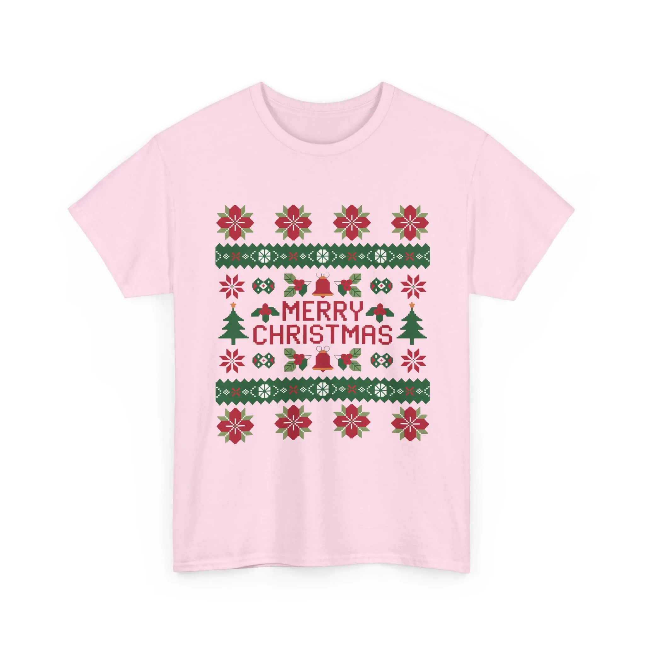 Merry Christmas Women's T-Shirt, Festive Ugly Sweater Style Tee, Classic Holiday Knit Pattern Shirt - Image 5