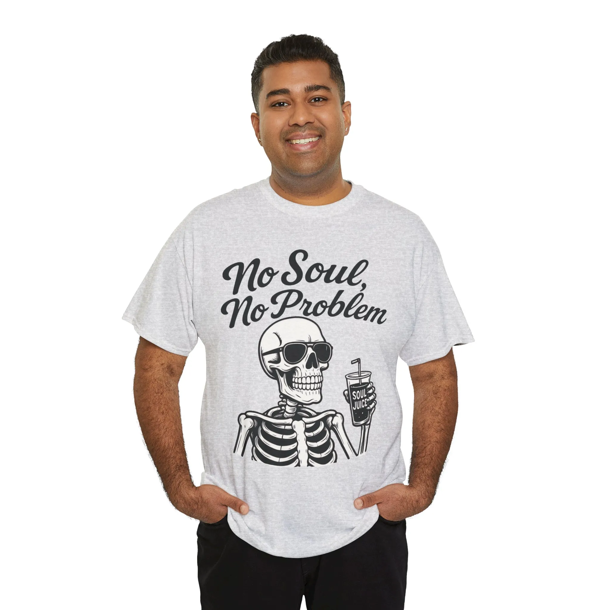 No Soul No Problem Skeleton T-Shirt for Men, Funny Gothic Skull Tee, Cool Spooky Halloween Shirt, Dark Humor Skeleton Graphic Top - Image 8