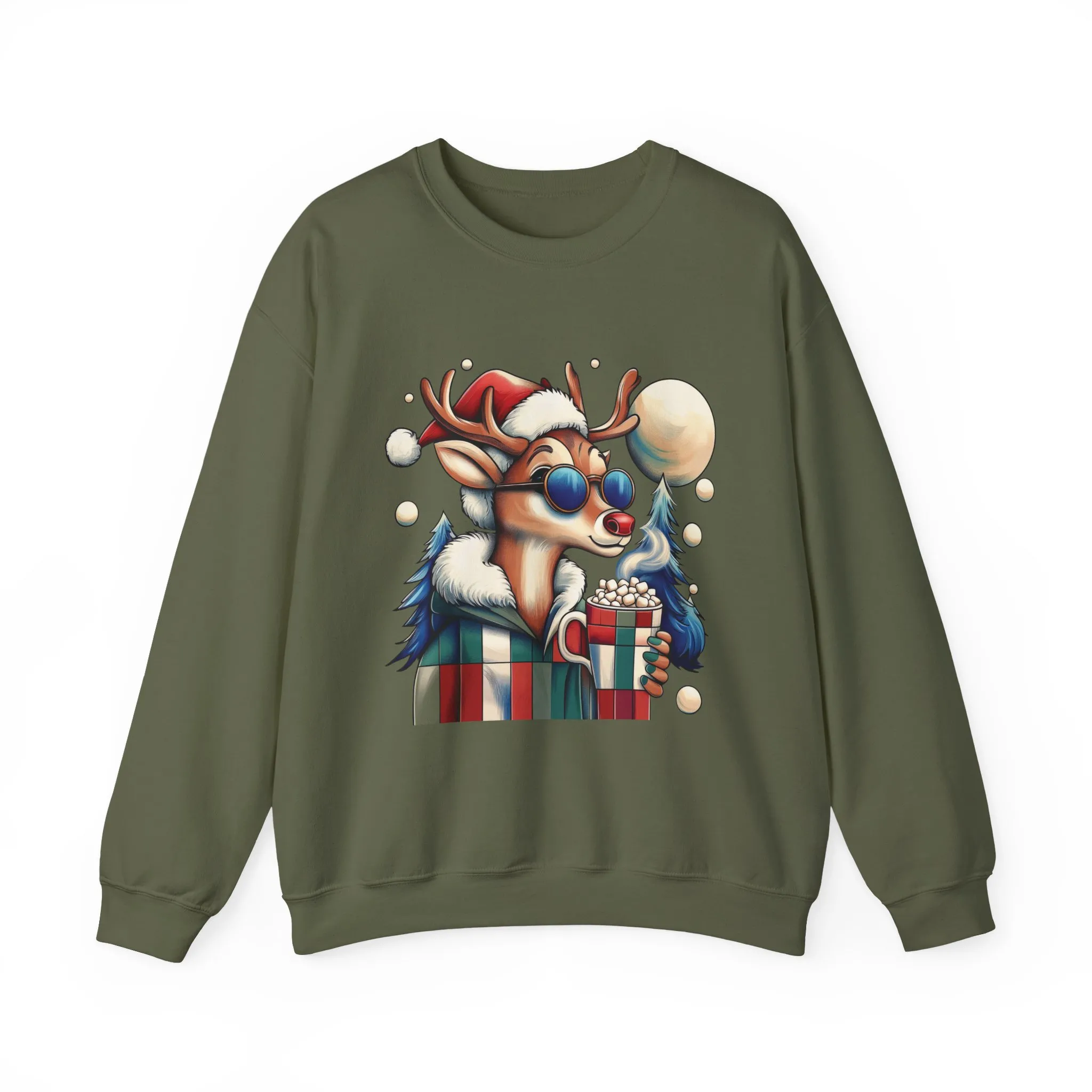 Cool Reindeer Christmas Sweatshirt, Funny Holiday Pullover for Men, Men's Heavy Blend™ Crewneck Sweatshirt - Image 13