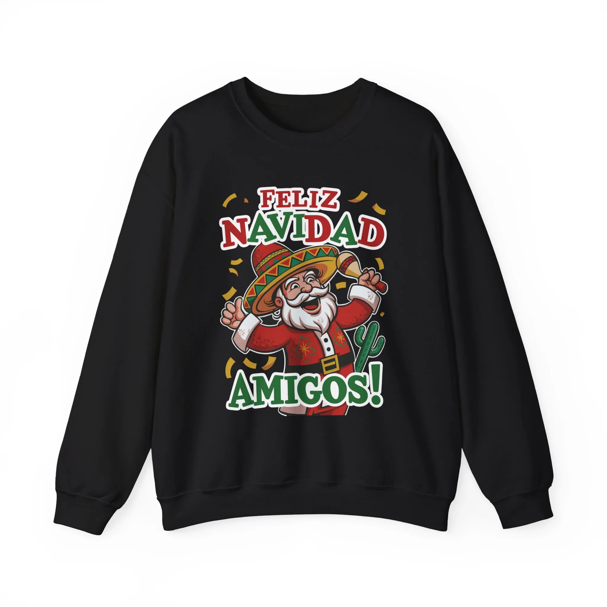 Feliz Navidad Amigos Sweatshirt, Funny Mexican Santa Christmas Jumper, Latin Holiday Fiesta Pullover - Image 4