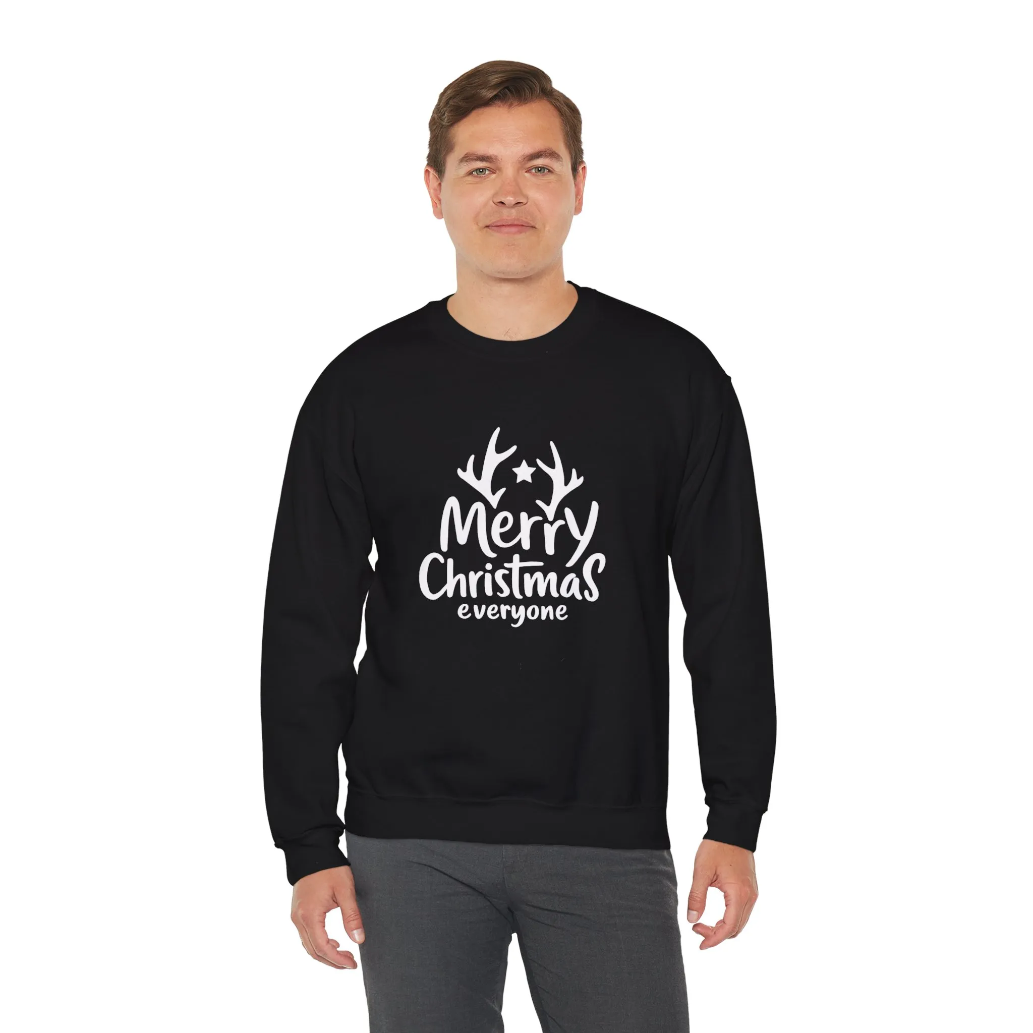 Merry Christmas Everyone Men's Sweatshirt, Classic Holiday Pullover, Minimal Winter Style Crewneck Sweatshirt - Image 6