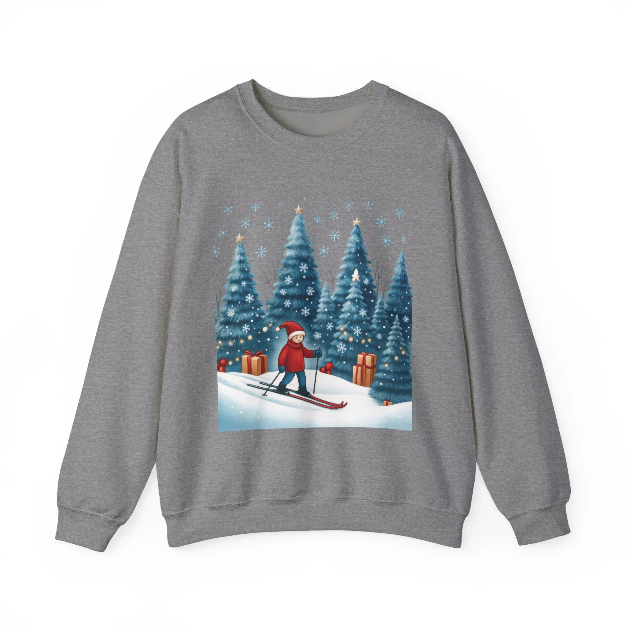 Womens Christmas Skiing Sweatshirt, Cozy Winter Holiday Pullover, Women's Heavy Blend™ Crewneck Sweatshirt - Image 13