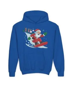 Go Santa Snowboarding Christmas Hoodie, Funny Santa - Reindeer Holiday Hoodie for Kids, Cute Winter Sports Christmas Sweatshirt