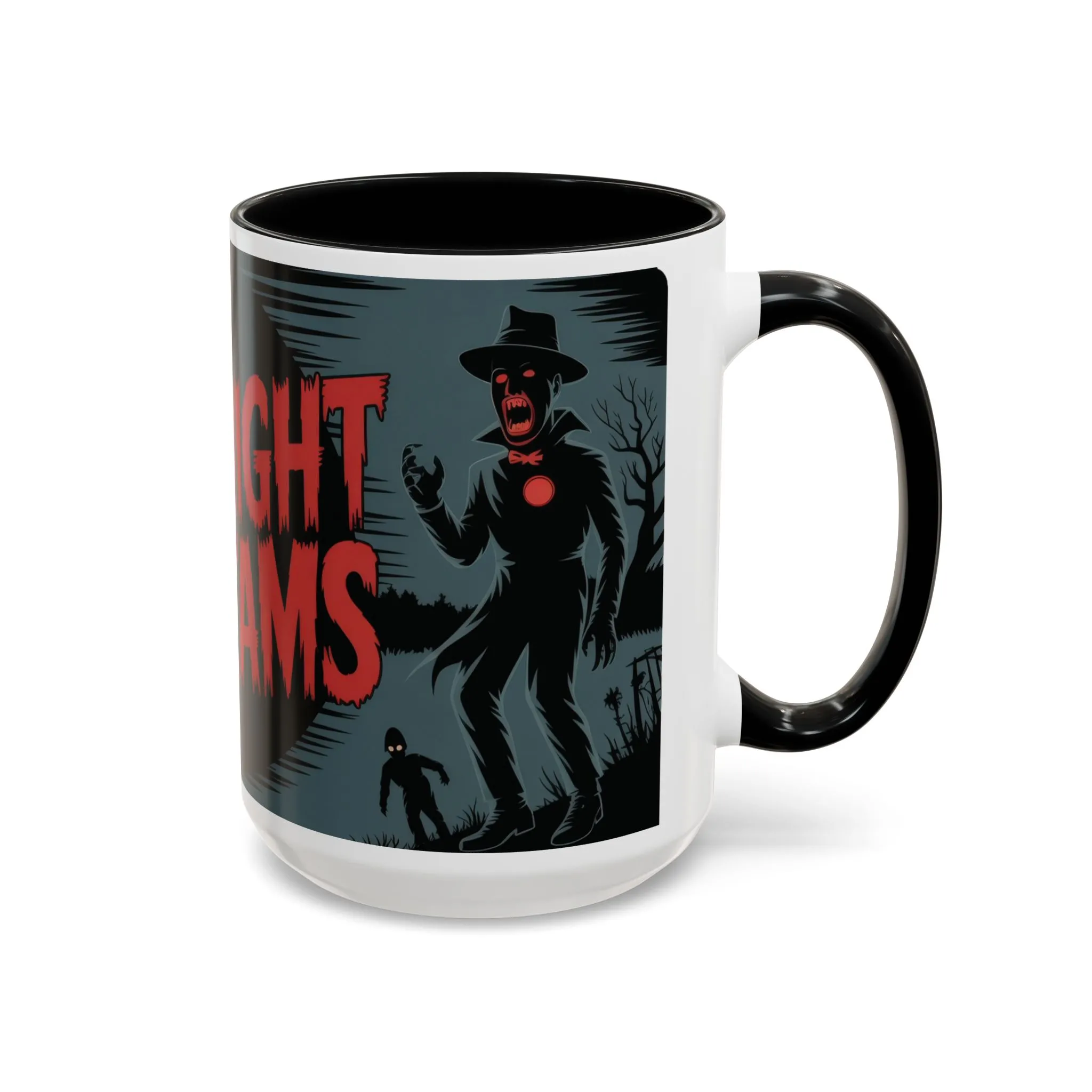 Midnight Screams Mug, Retro Horror Movie Poster Coffee Cup, Gothic Halloween Gift for Horror Lovers, Accent Coffee Mug (11, 15oz) - Image 3