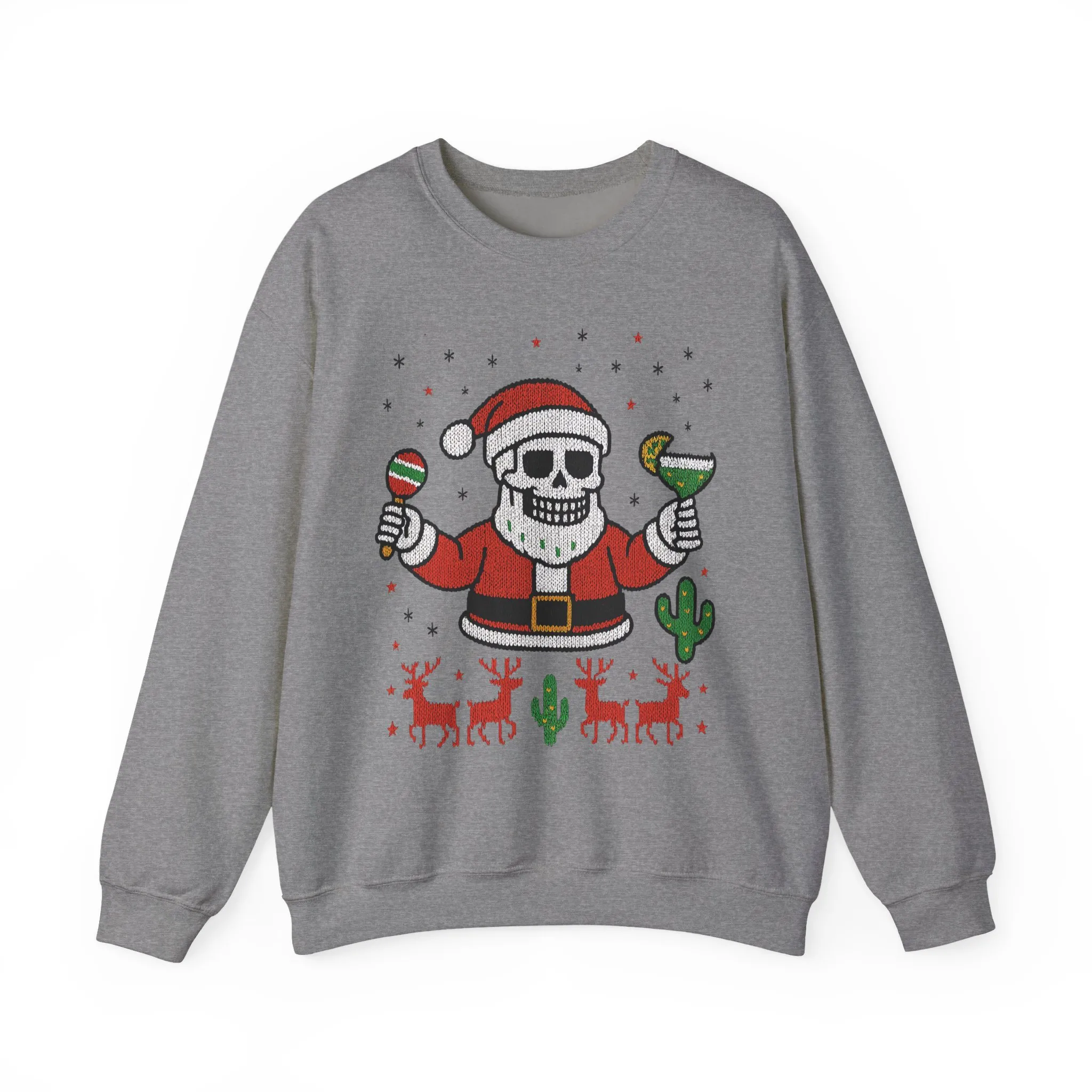 Skeleton Santa Ugly Christmas Sweatshirt for Men, Funny Margarita Holiday Jumper - Image 2