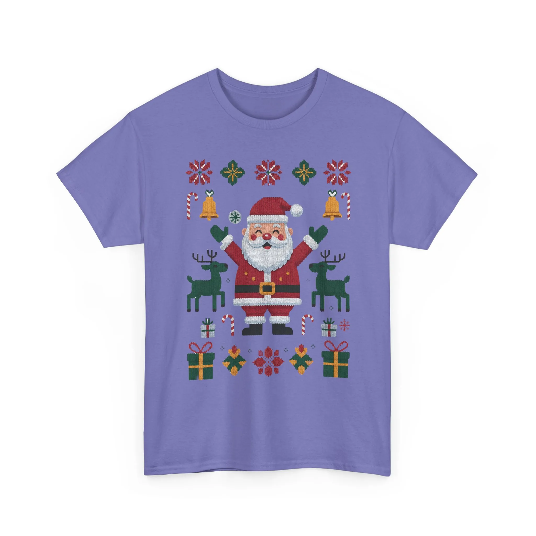 Santa Christmas T-Shirt, Cute Reindeer Holiday Tee, Classic Nordic Christmas Shirt for Women - Image 25