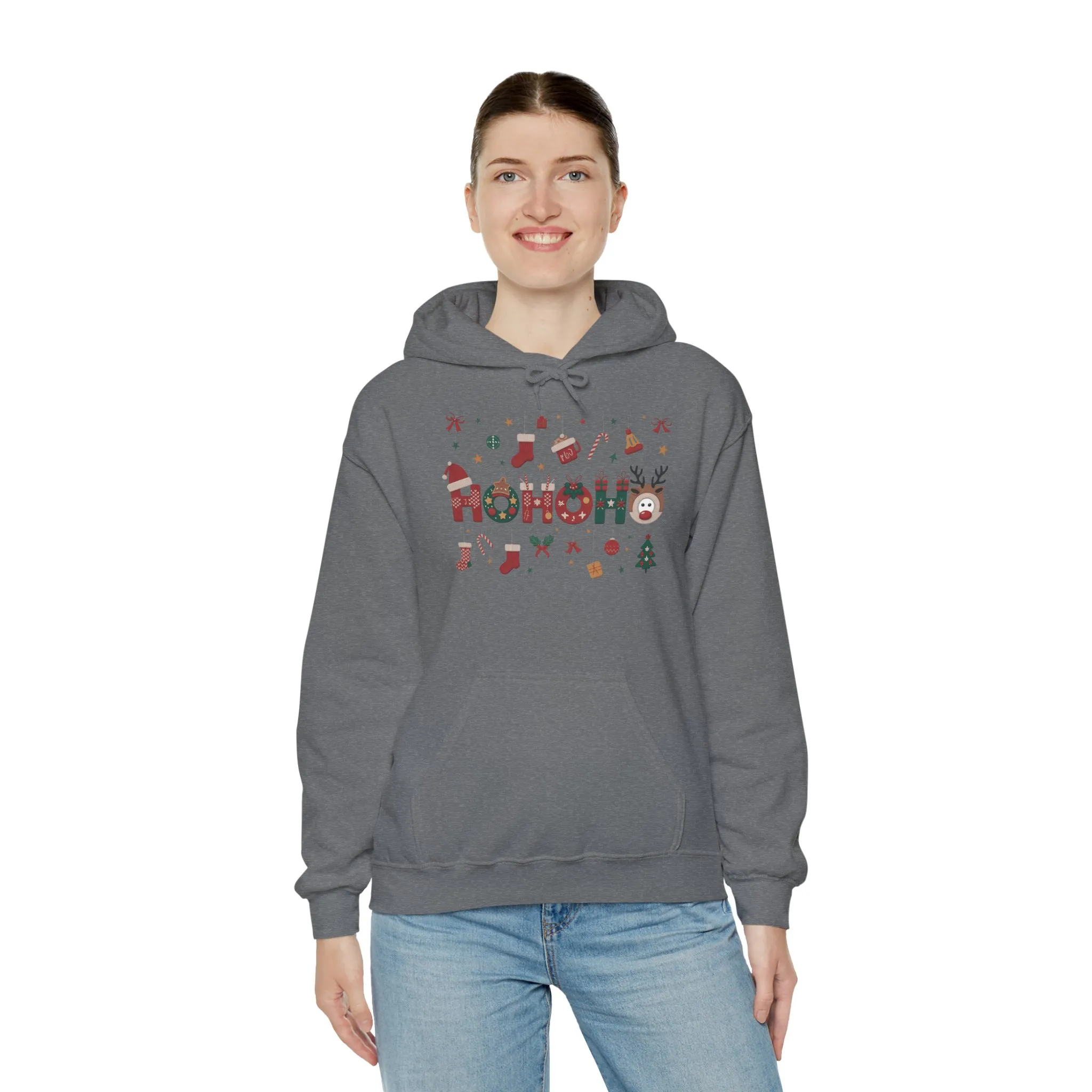 Matching Ho Ho Ho Christmas Sweatshirts, Mom and Daughter Holiday Hoodie Set, Cute Gingerbread - Reindeer Design, Family Christmas Outfits - Image 24