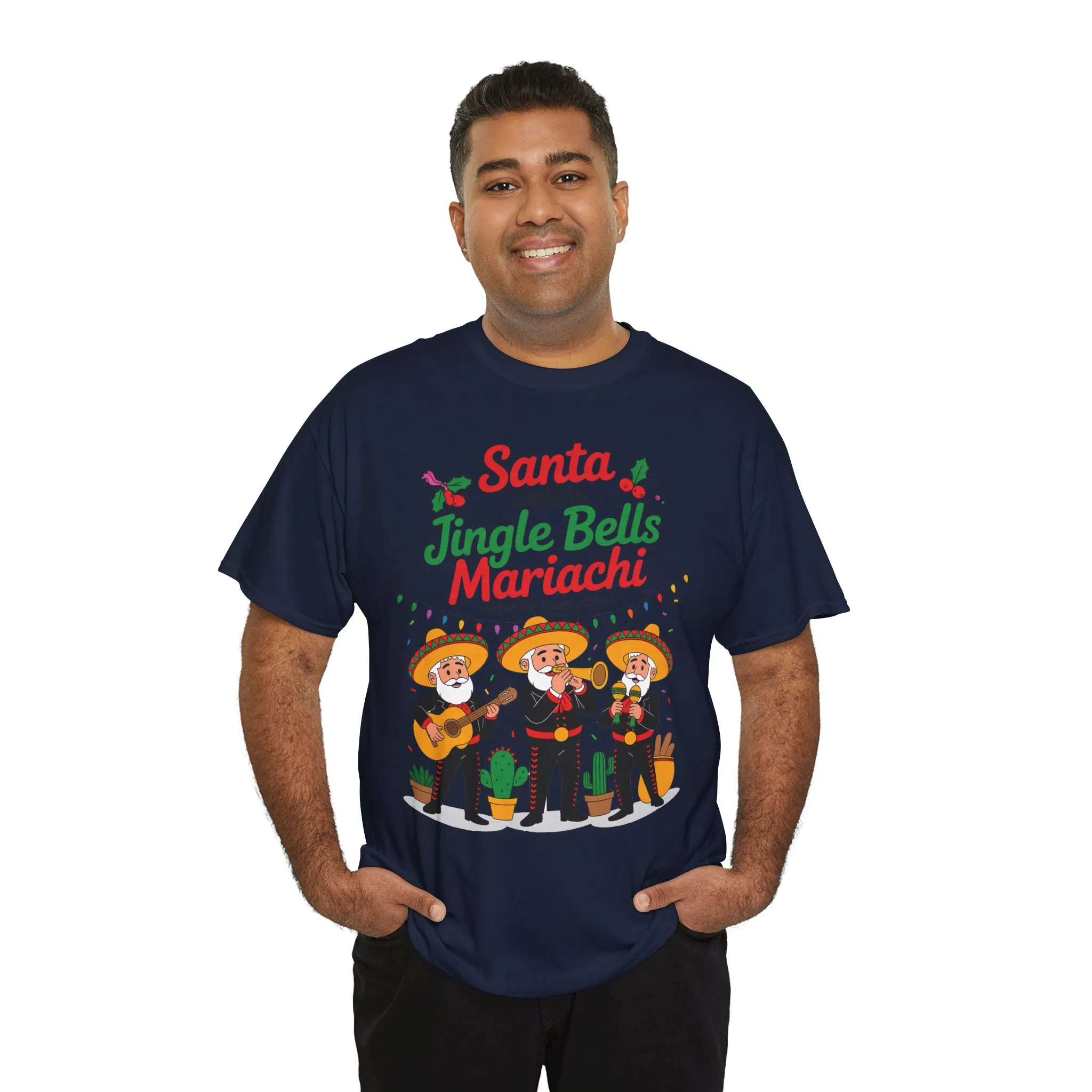 Santa and the Jingle Bells Mariachi, Funny Mexican Christmas T-Shirt, Latin Fiesta Holiday Tee, Navidad Humor Shirt - Image 27