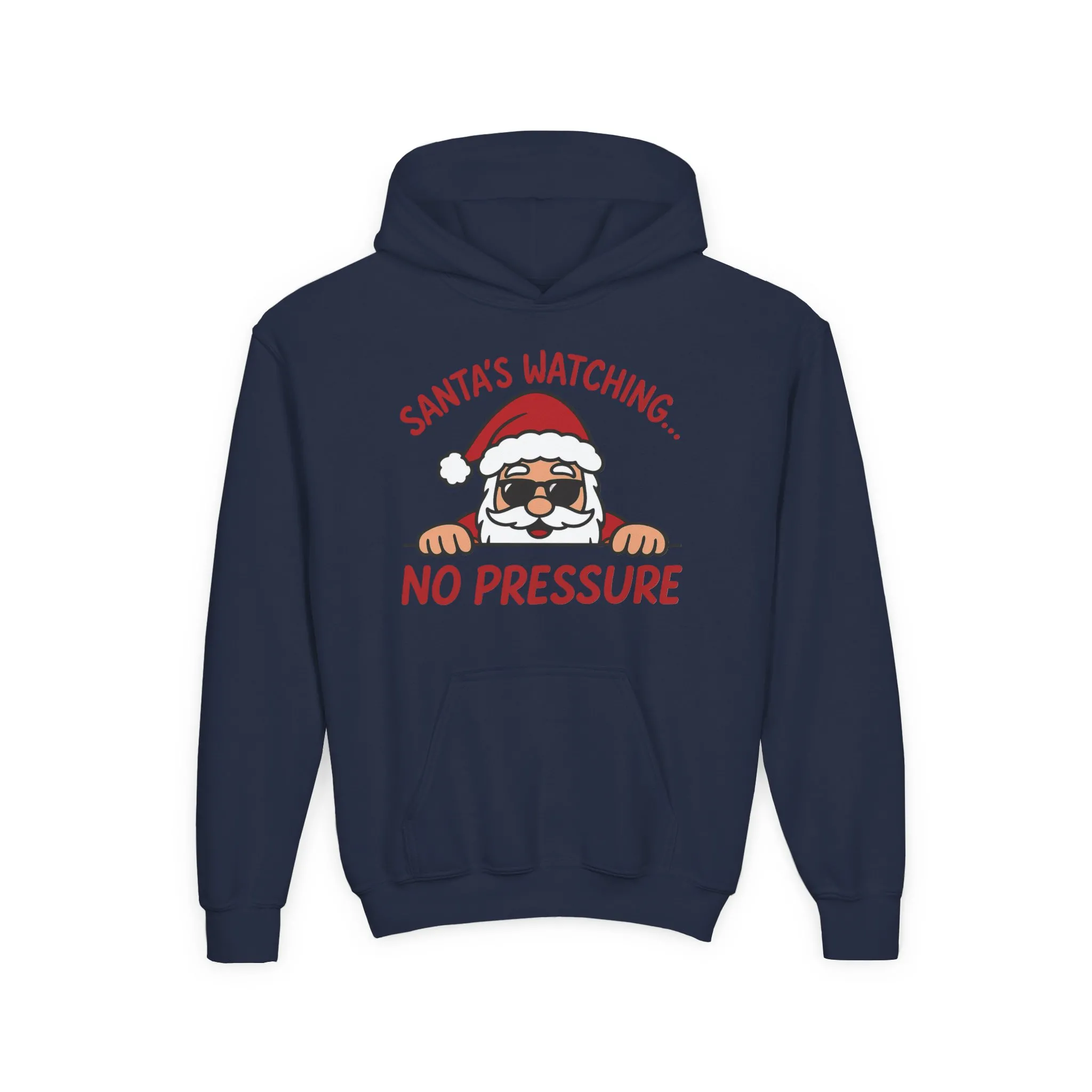 Santa's Watching No Pressure Kids Christmas Hoodie, Funny Holiday Sweatshirt for Youth - Image 19