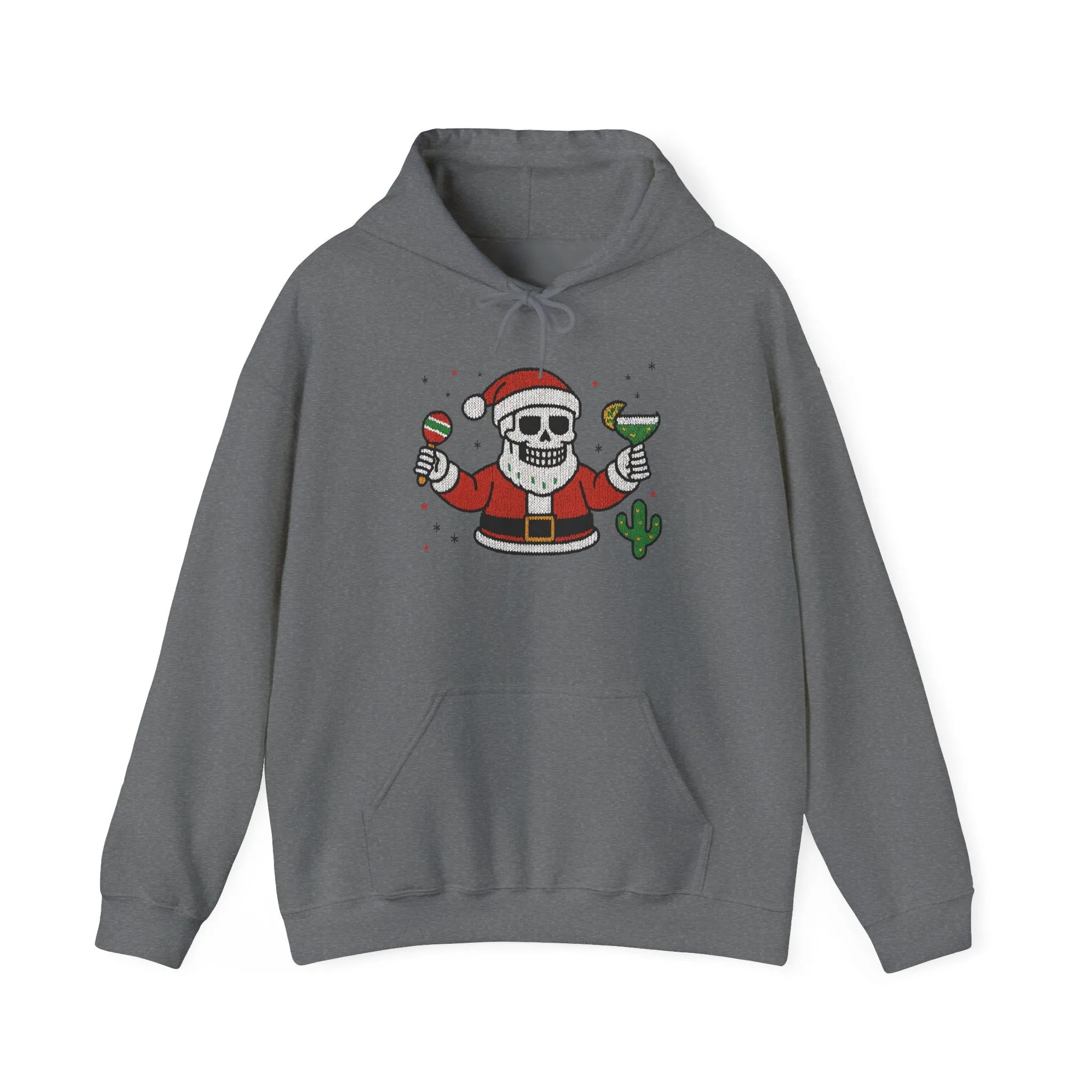 Skeleton Santa Funny Christmas Hoodie for Men, Ugly Margarita Holiday Sweatshirt - Image 9