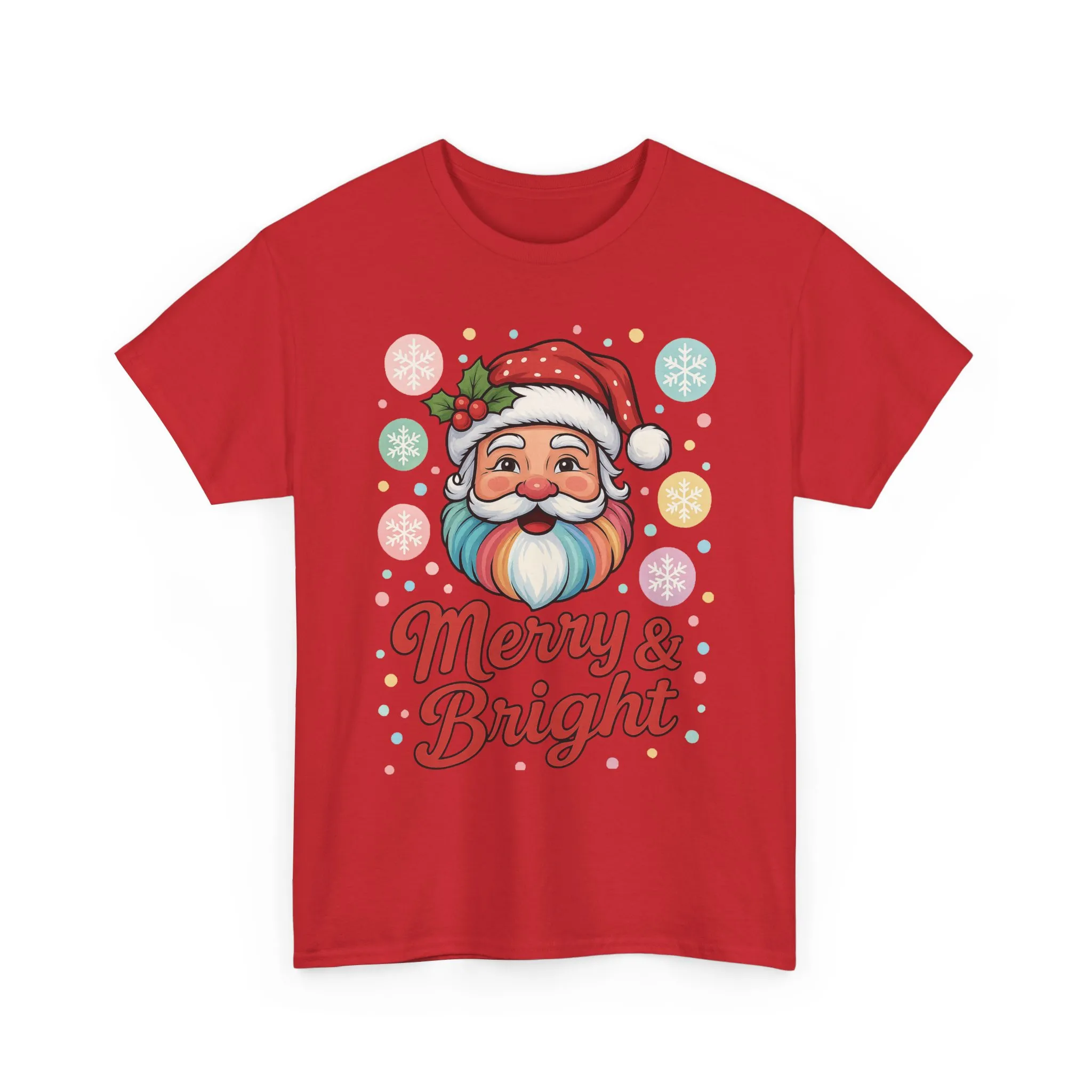 Merry - Bright Santa Christmas T-Shirt, Retro Pastel Christmas Tee, Cute Holiday Shirt for Women - Image 25