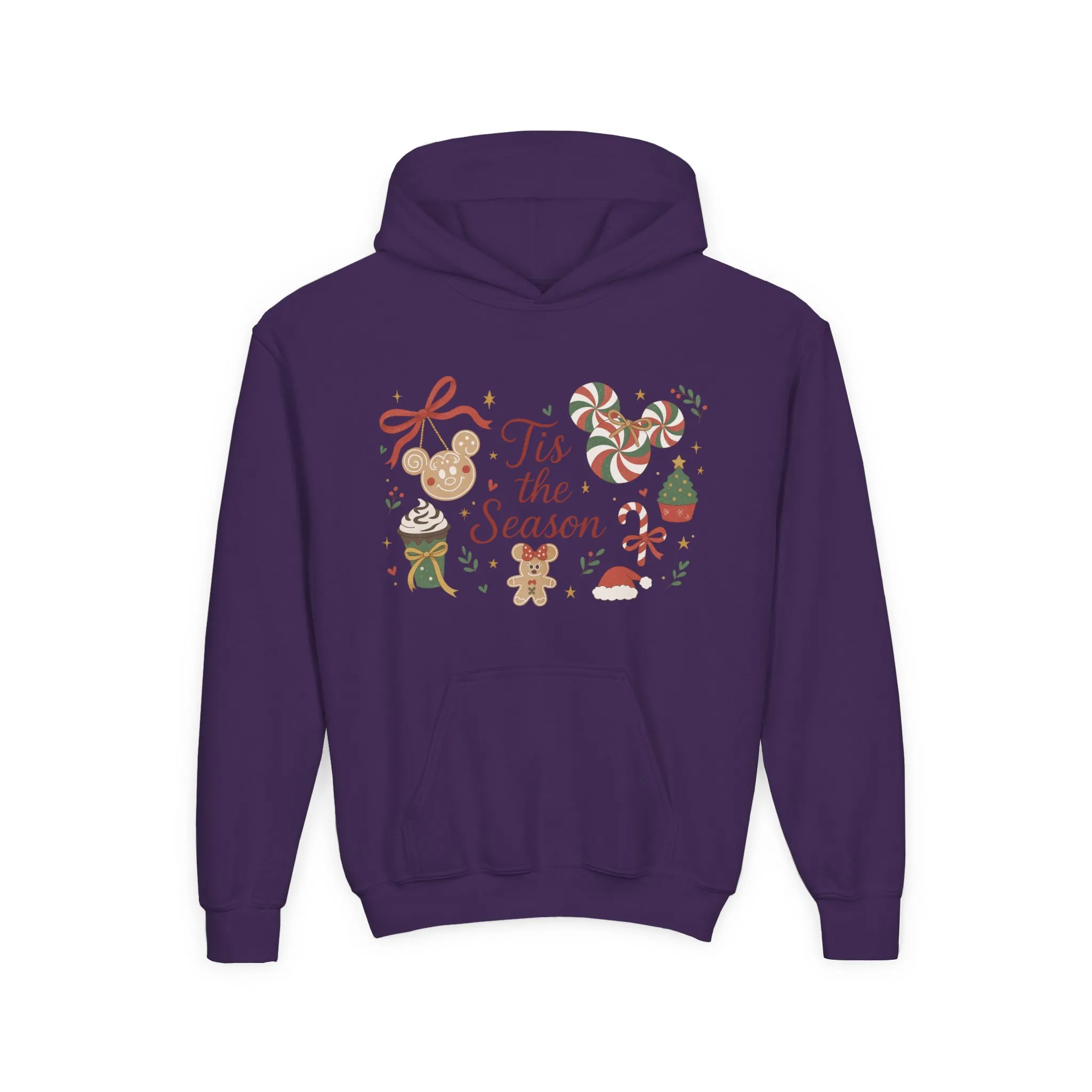 Tis the Season Christmas Sweatshirt for Girls, Cozy Holiday Cookie Jumper, Youth Heavy Blend Hooded Sweatshirt - Image 22